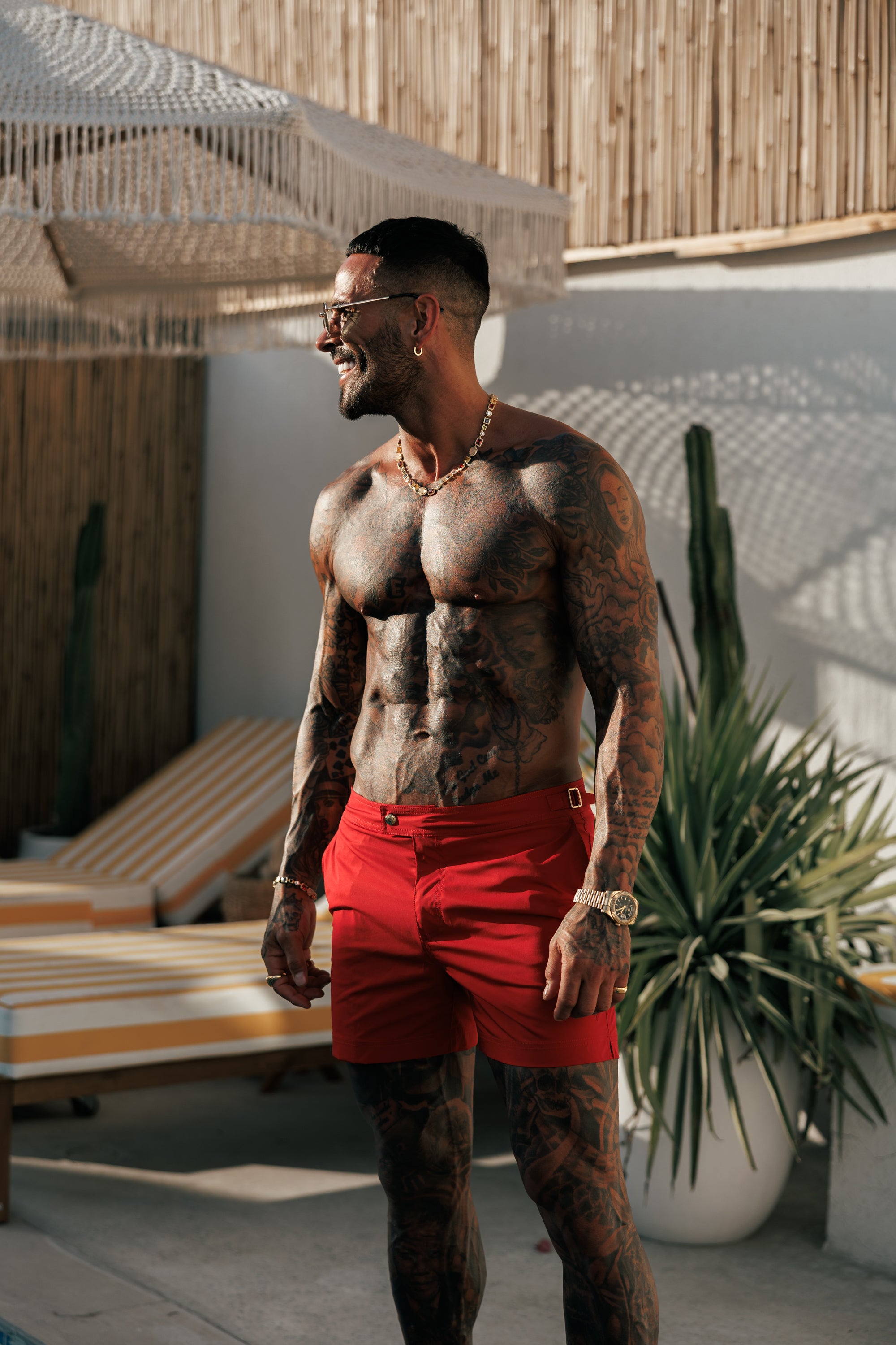 Beige / Gold Swim Shorts - FSN224