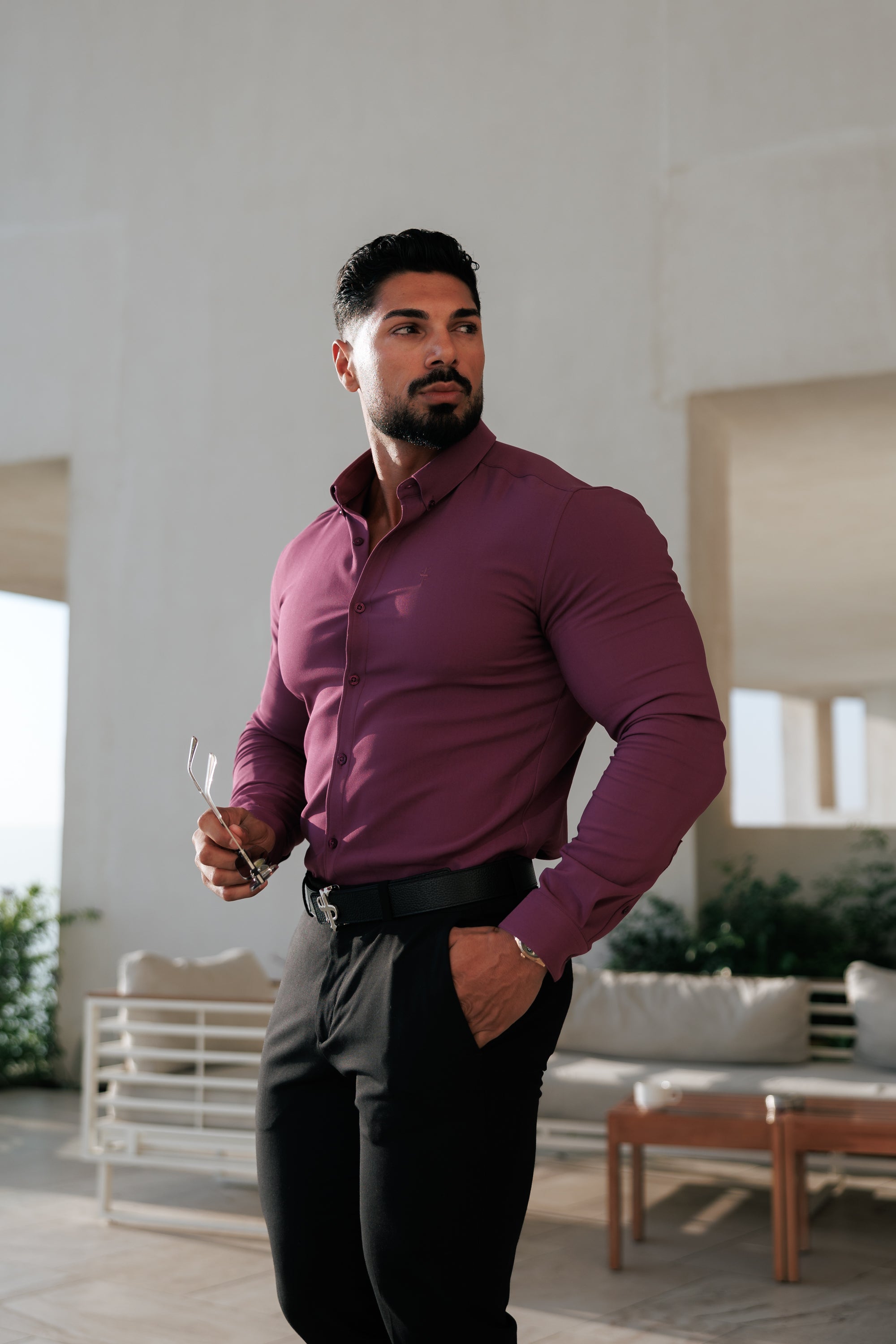 Super Slim LS Grape Juice Scuba with Button Down Collar - FS1118