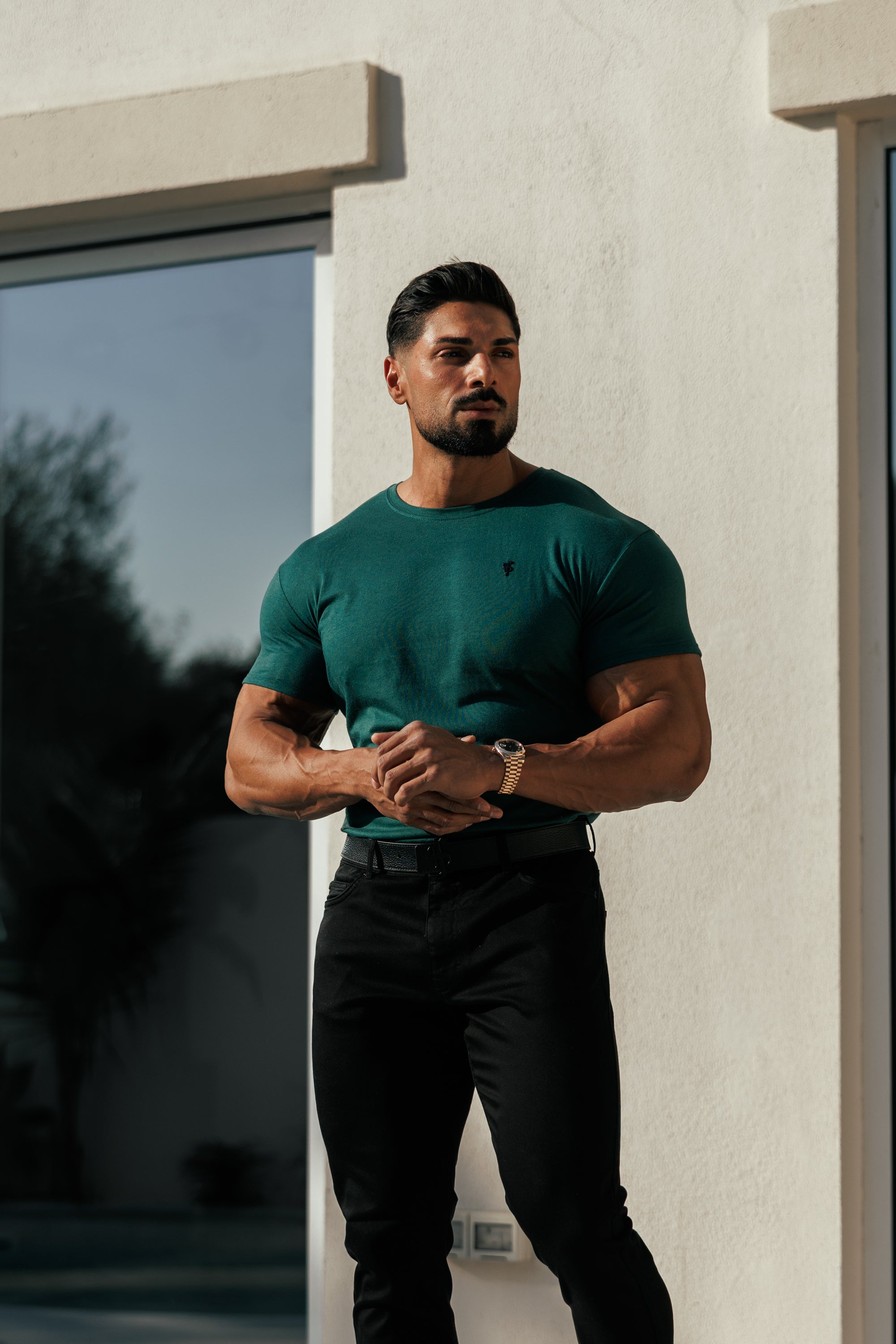 Forest Green / Black Bamboo Crew T Shirt - FSH1213 (PRE ORDER 17TH SEPTEMBER)