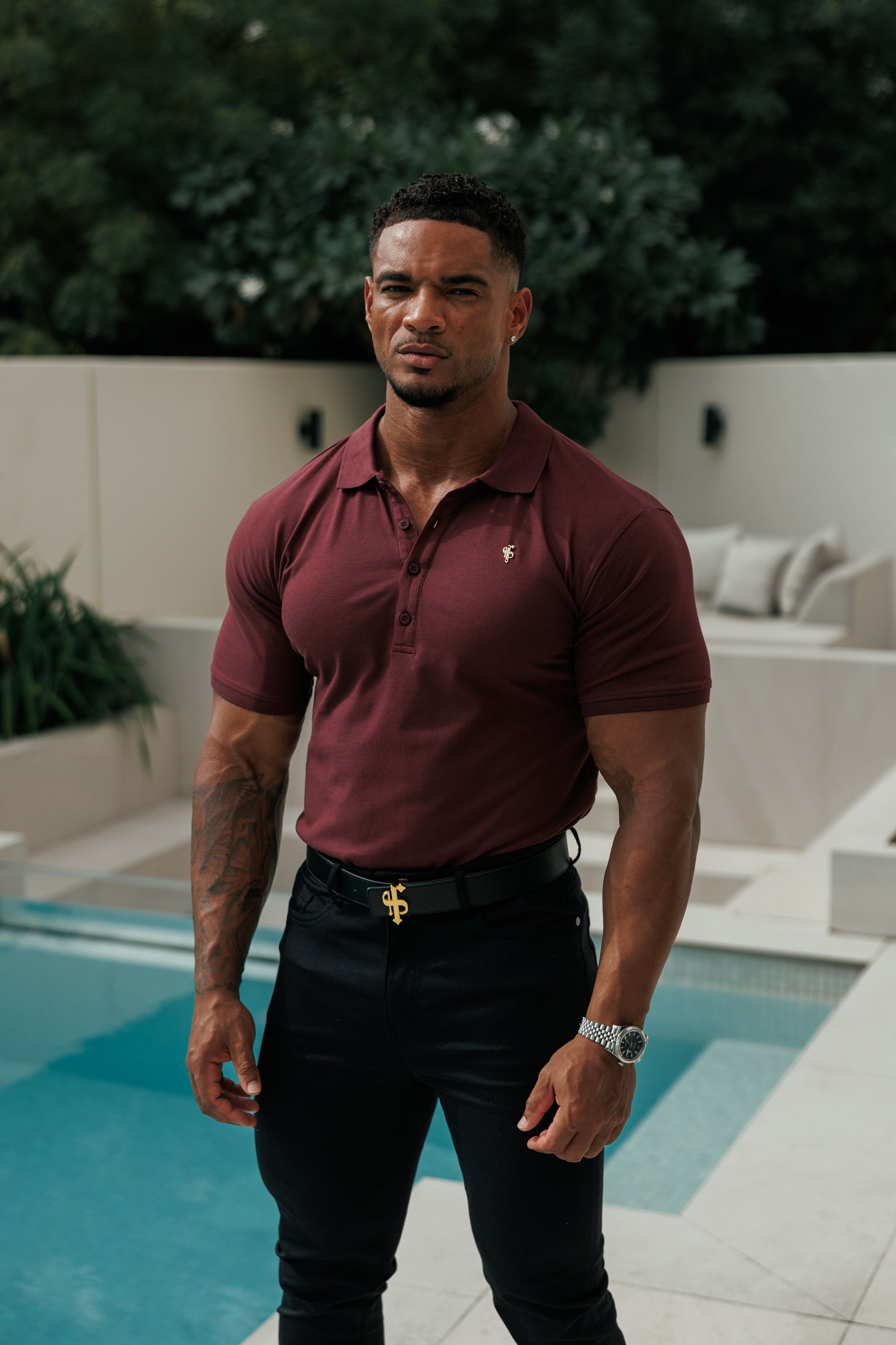 Burgundy / Gold Polo Shirt - FSH1407