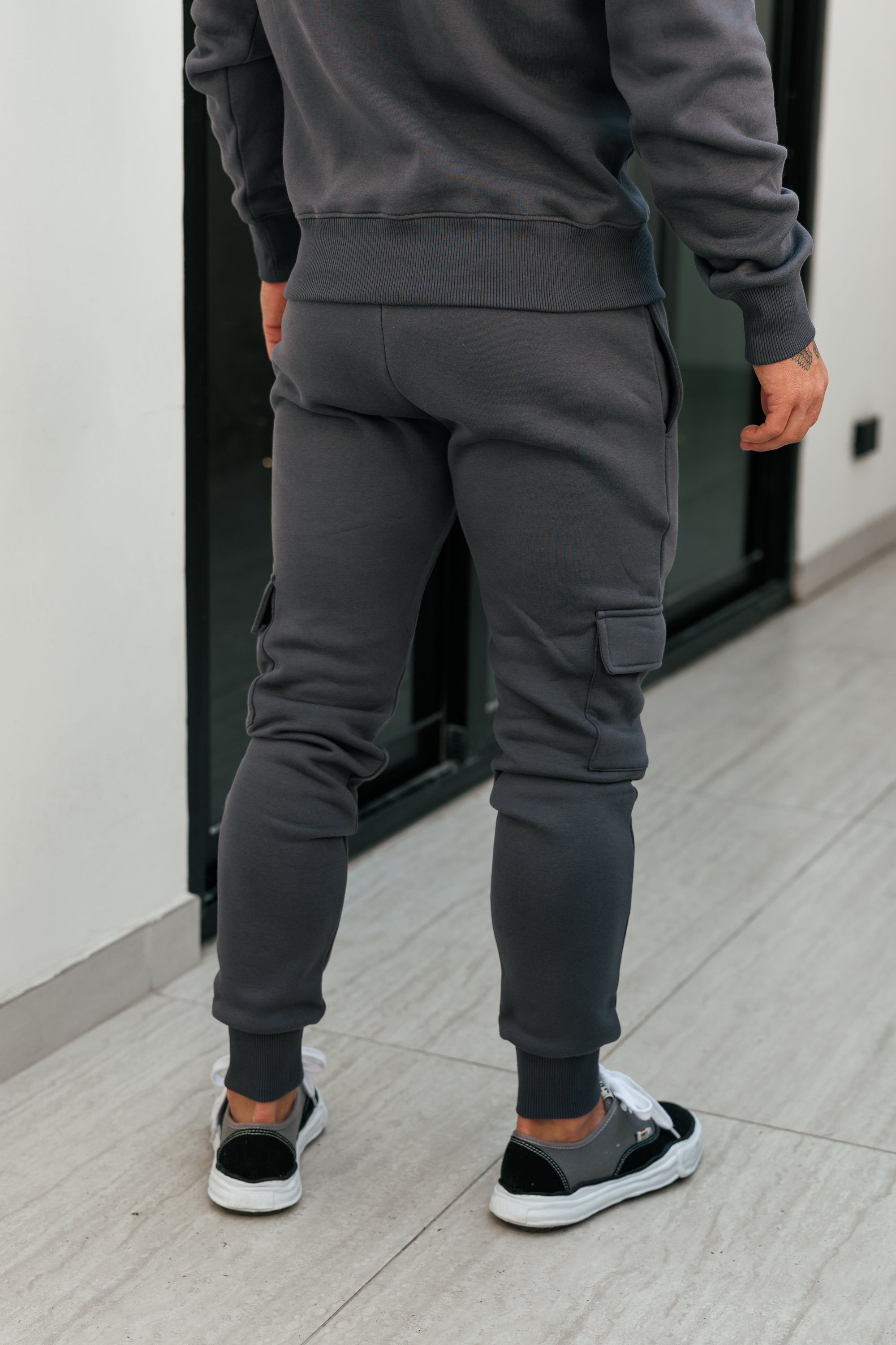 Charcoal / Silver Cargo Tracksuit Bottoms - FSR035 (PRE ORDER 24TH AUGUST)