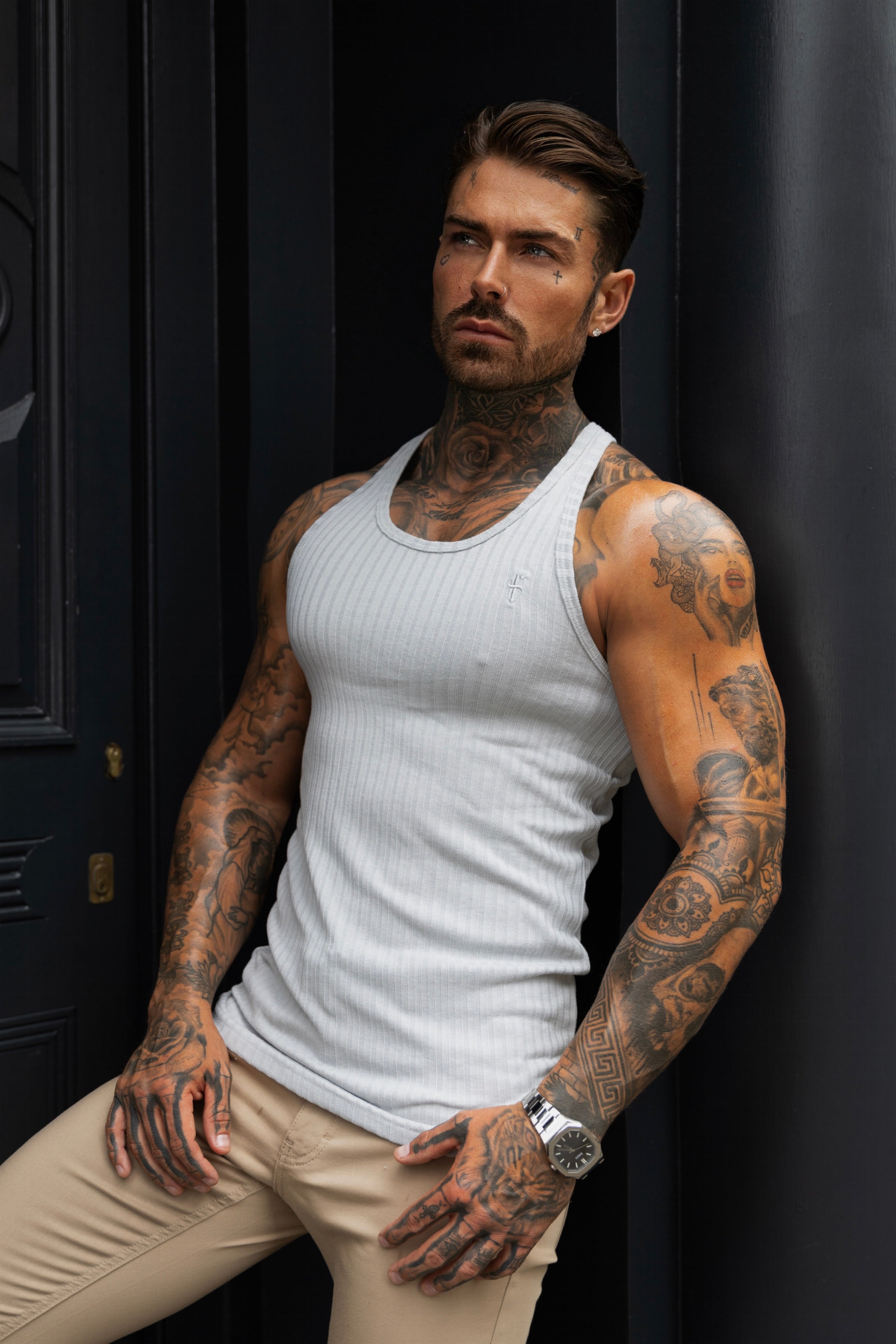 Classic Mint / White Ribbed Knit Super Slim Vest