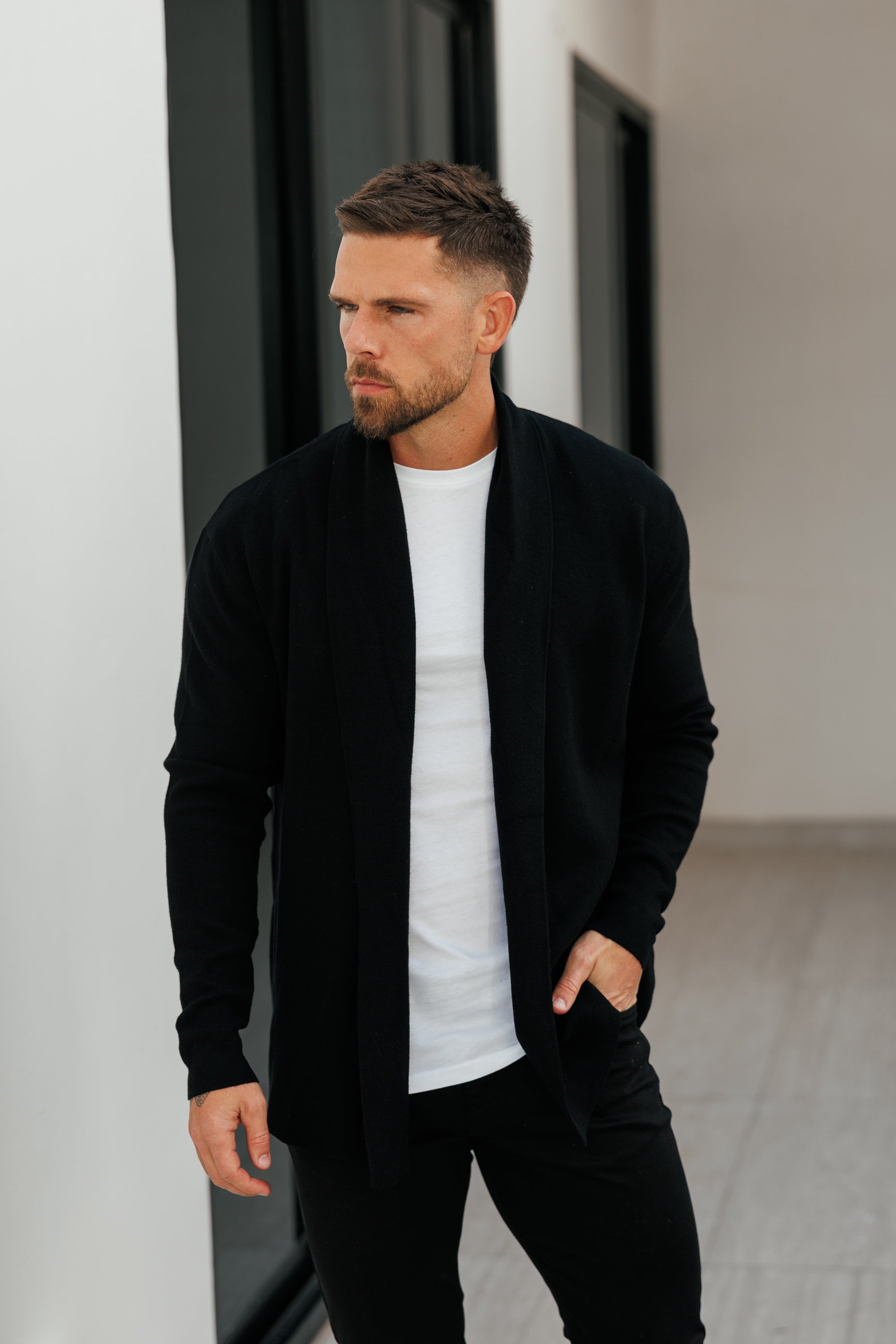 Soft Touch Shawl Cardigan Black - FSA001 (PRE ORDER 29TH APRIL)