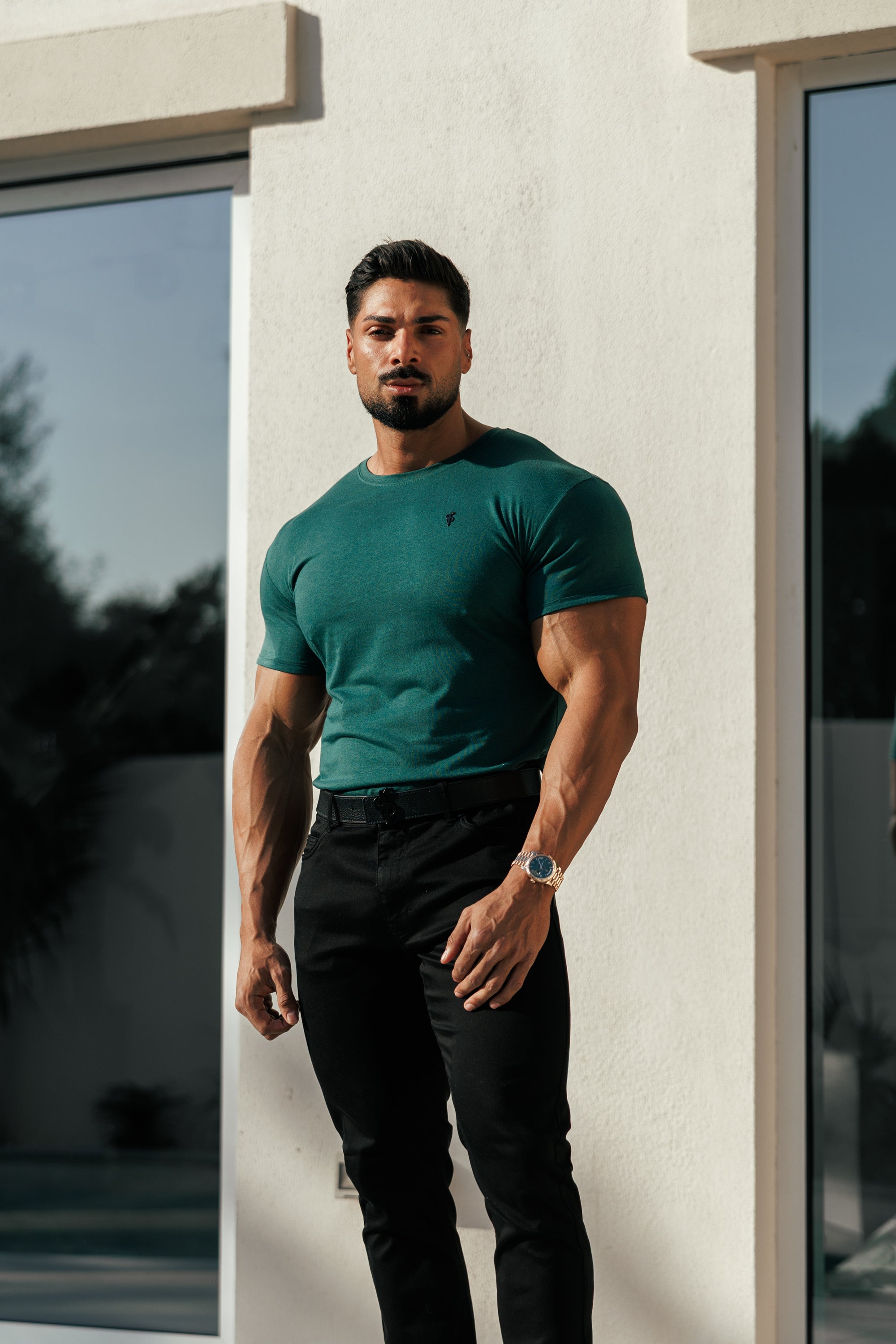 Forest Green / Black Bamboo Crew T Shirt - FSH1213 (PRE ORDER 17TH SEPTEMBER)
