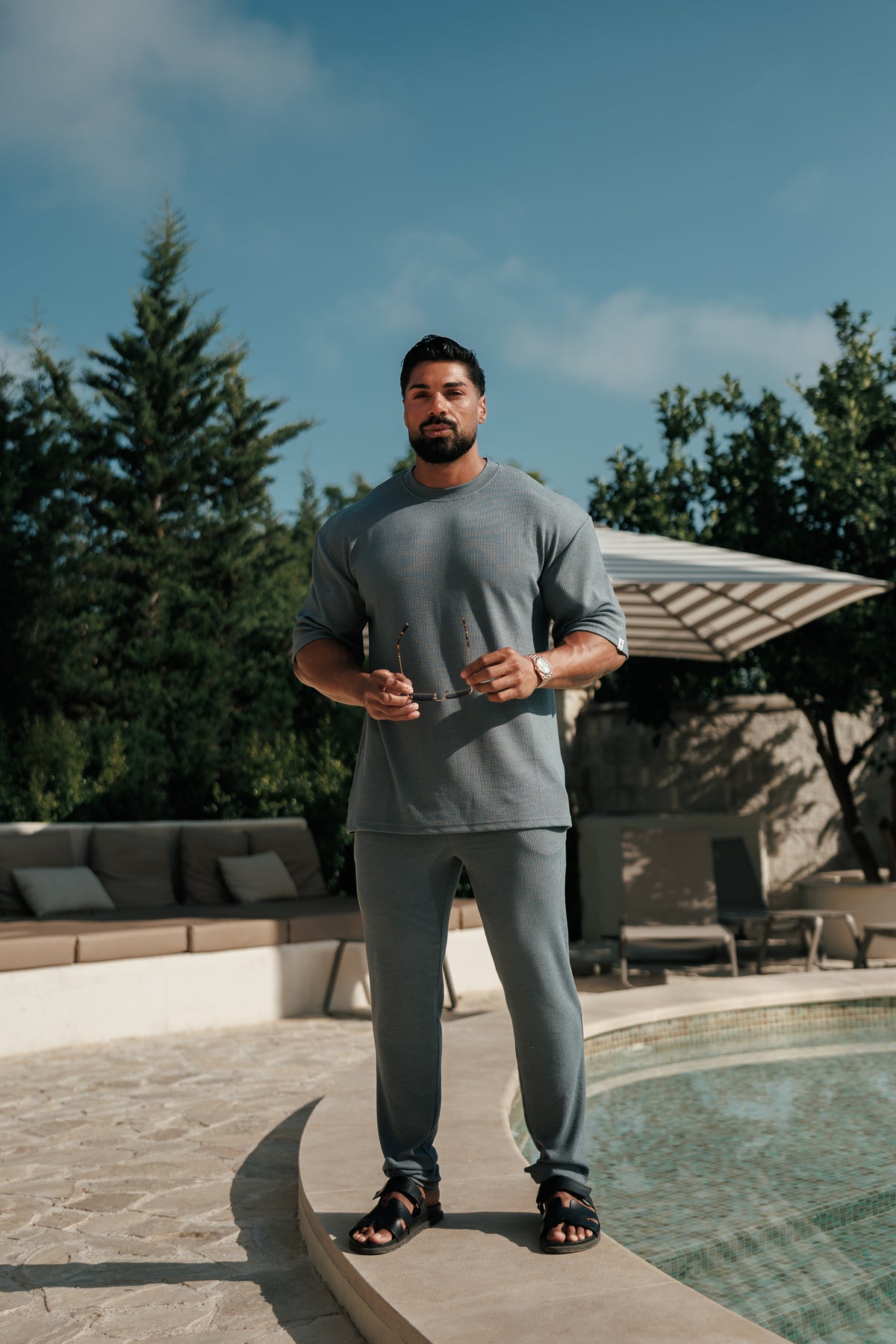 Jersey Cord Gunmetal Oversized T-Shirt - FSR108 (PRE ORDER 17TH OCTOBER)