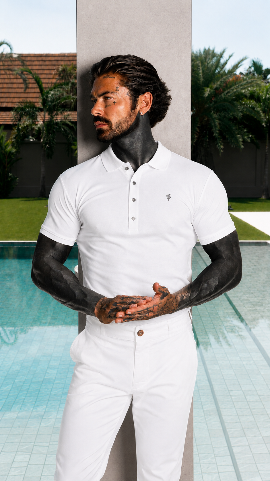 Classic White / Silver Pima Cotton Polo Short Sleeve - FSH1547