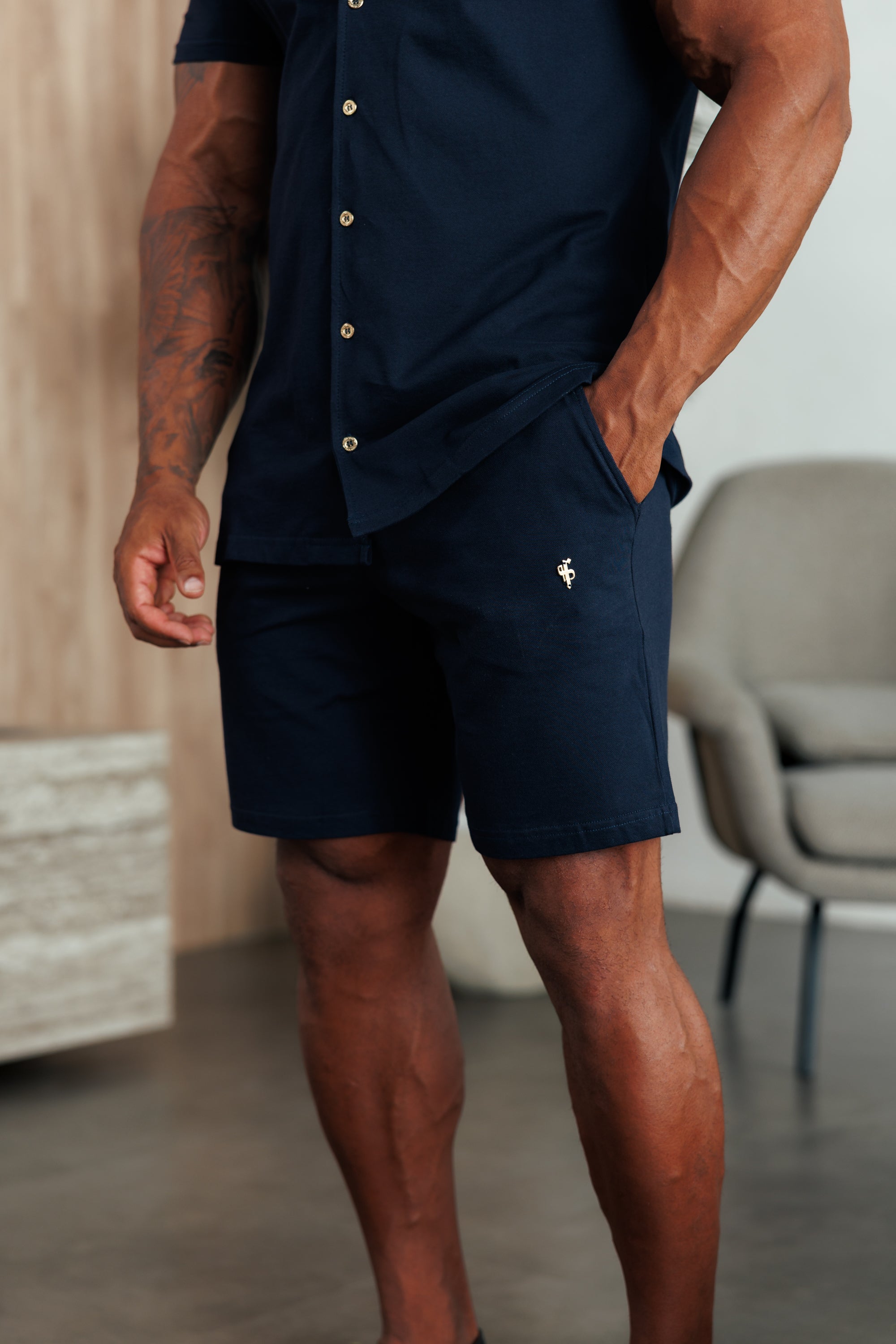 Navy Pique Shorts - FSH1389