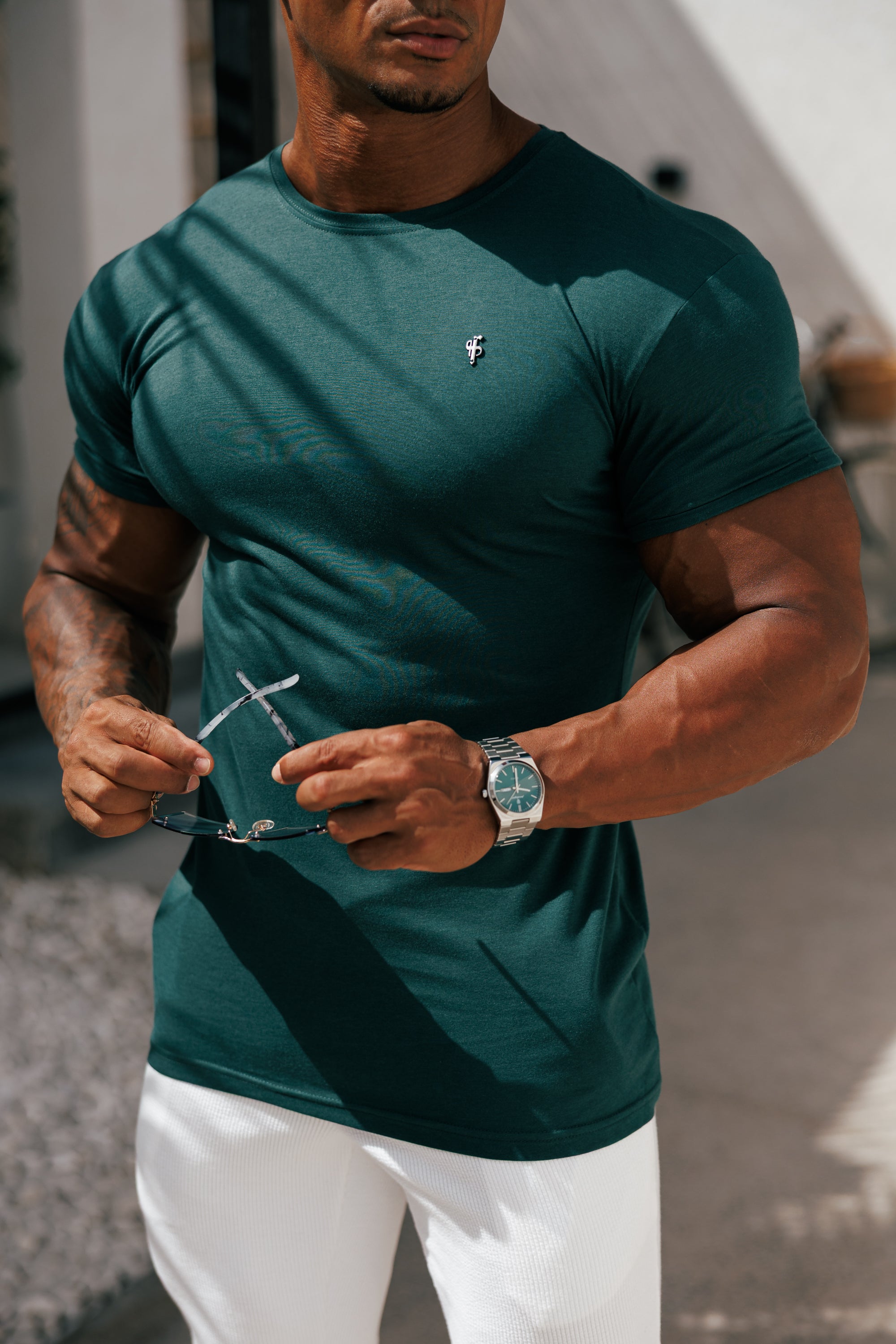 Forest Green / Black Bamboo Crew T Shirt - FSH1213 (PRE ORDER 17TH SEPTEMBER)