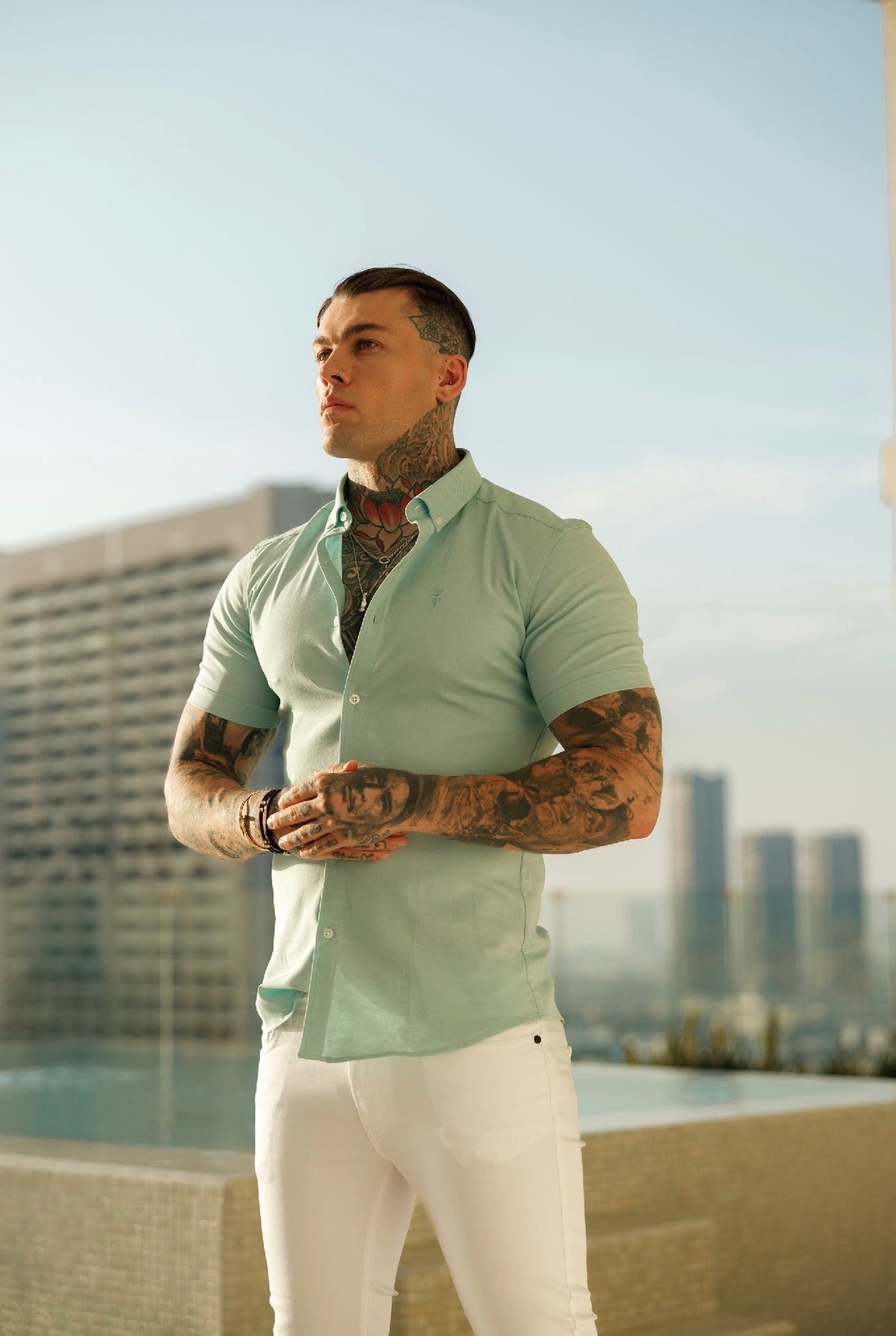Classic Stretch Oxford Short Sleeve Mint - FS1011
