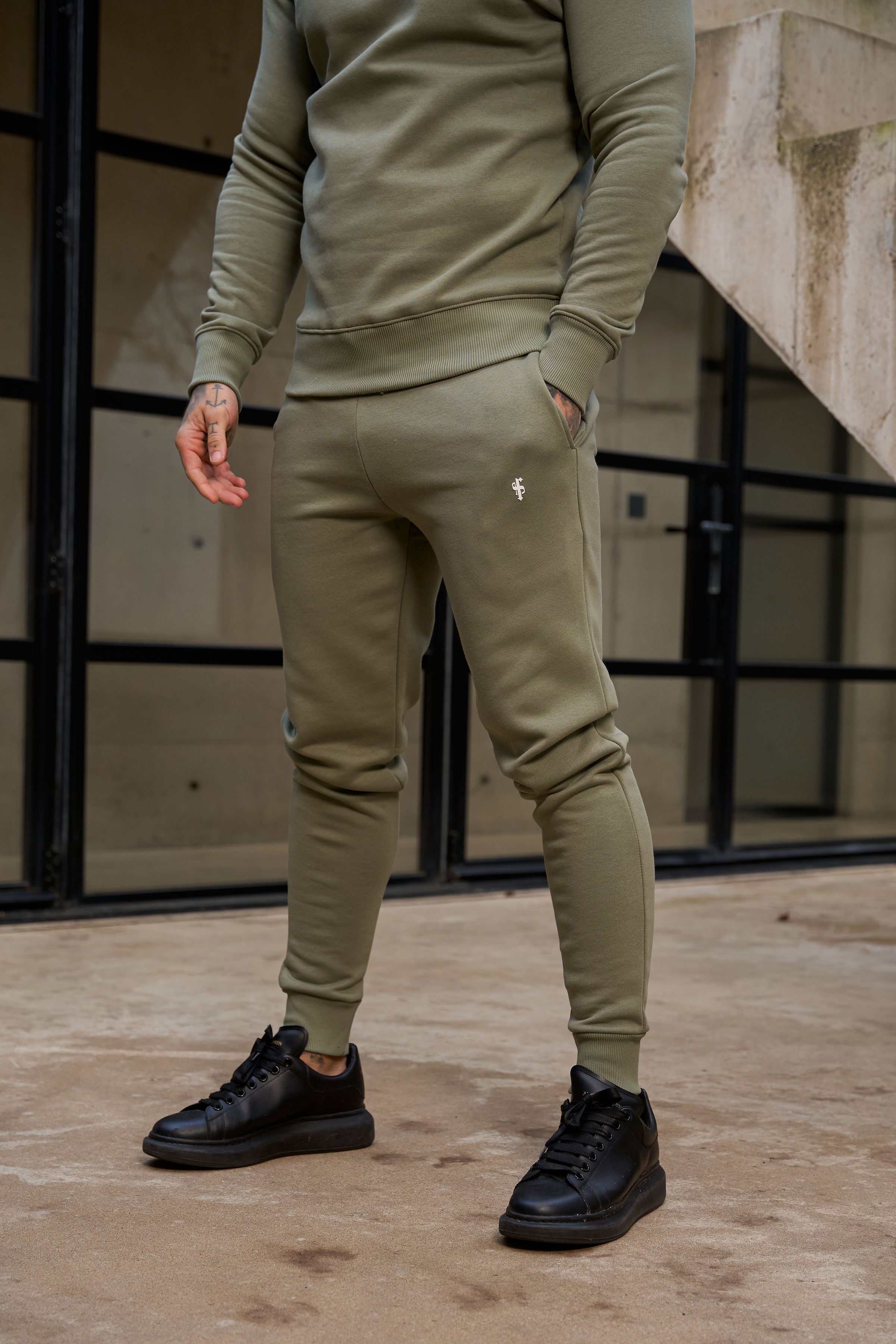 FS Plain Olive Tracksuit Sweat Pants with FS Branding - FSH1198