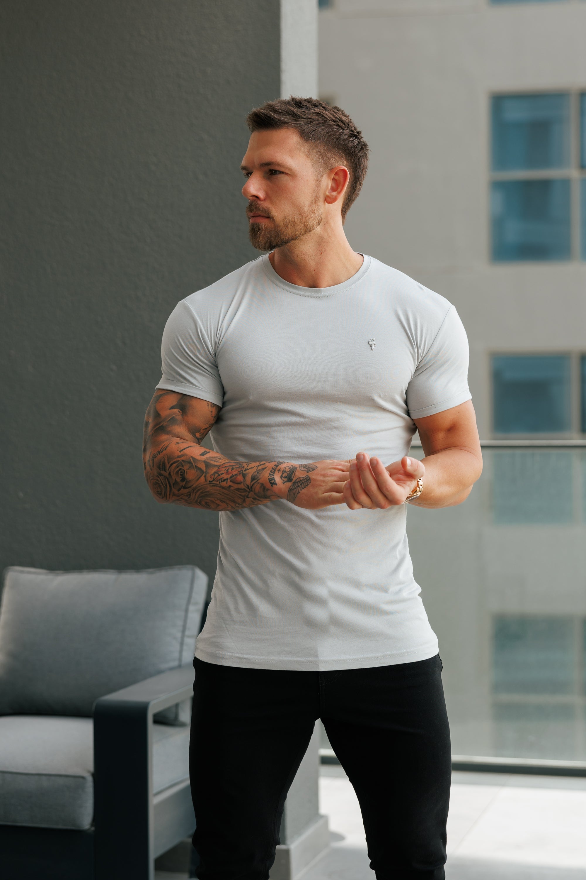 Light Grey / Silver Bamboo Crew T Shirt - FSH1211 (PRE ORDER 17TH SEPTEMBER)