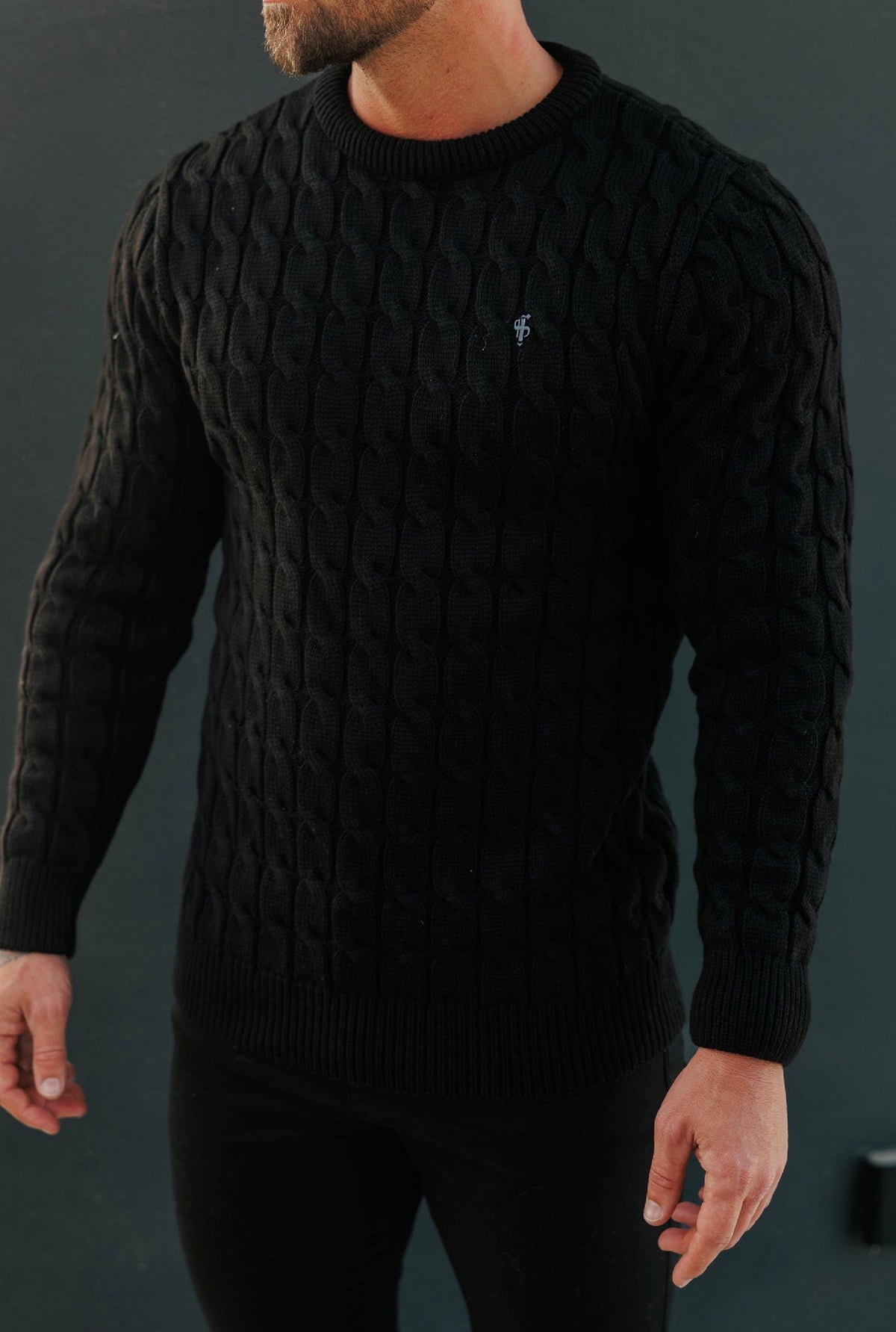 Chunky Cable Weave Knit Black Jumper - FSA055 (PRE ORDER 10TH NOVEMBER)