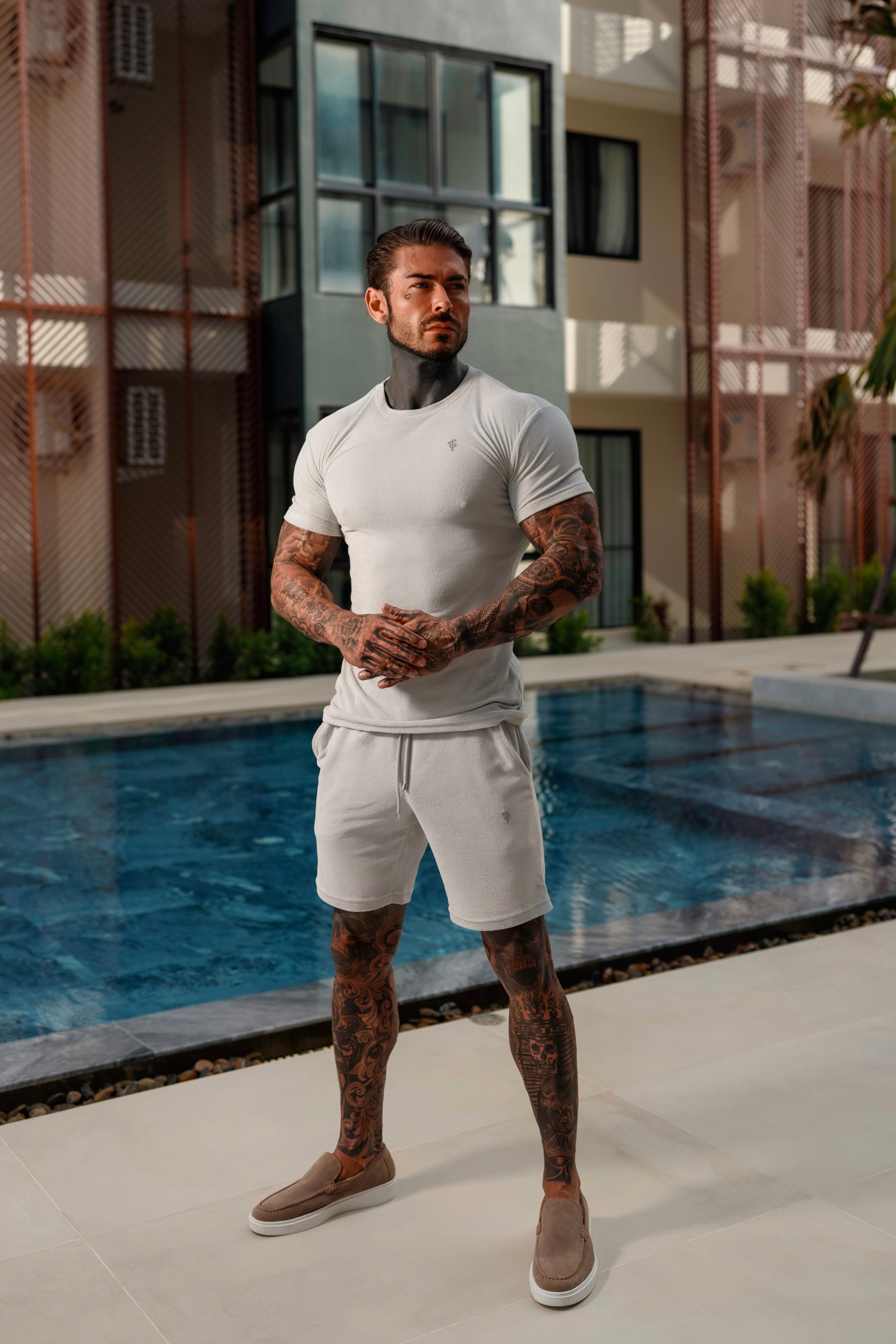 Beige Towelling Shorts