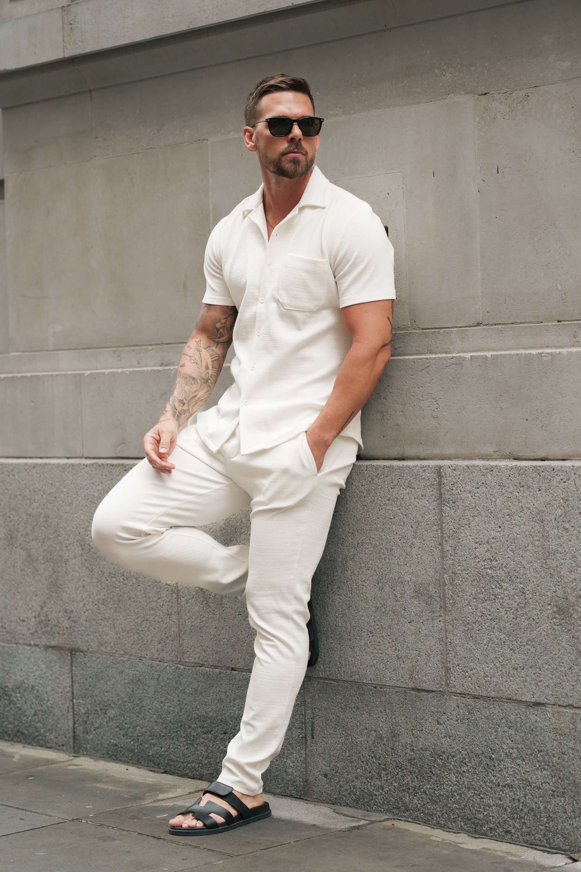 Jersey Cord Slim White Trousers - FSR015 (PRE ORDER 10TH AUGUST)