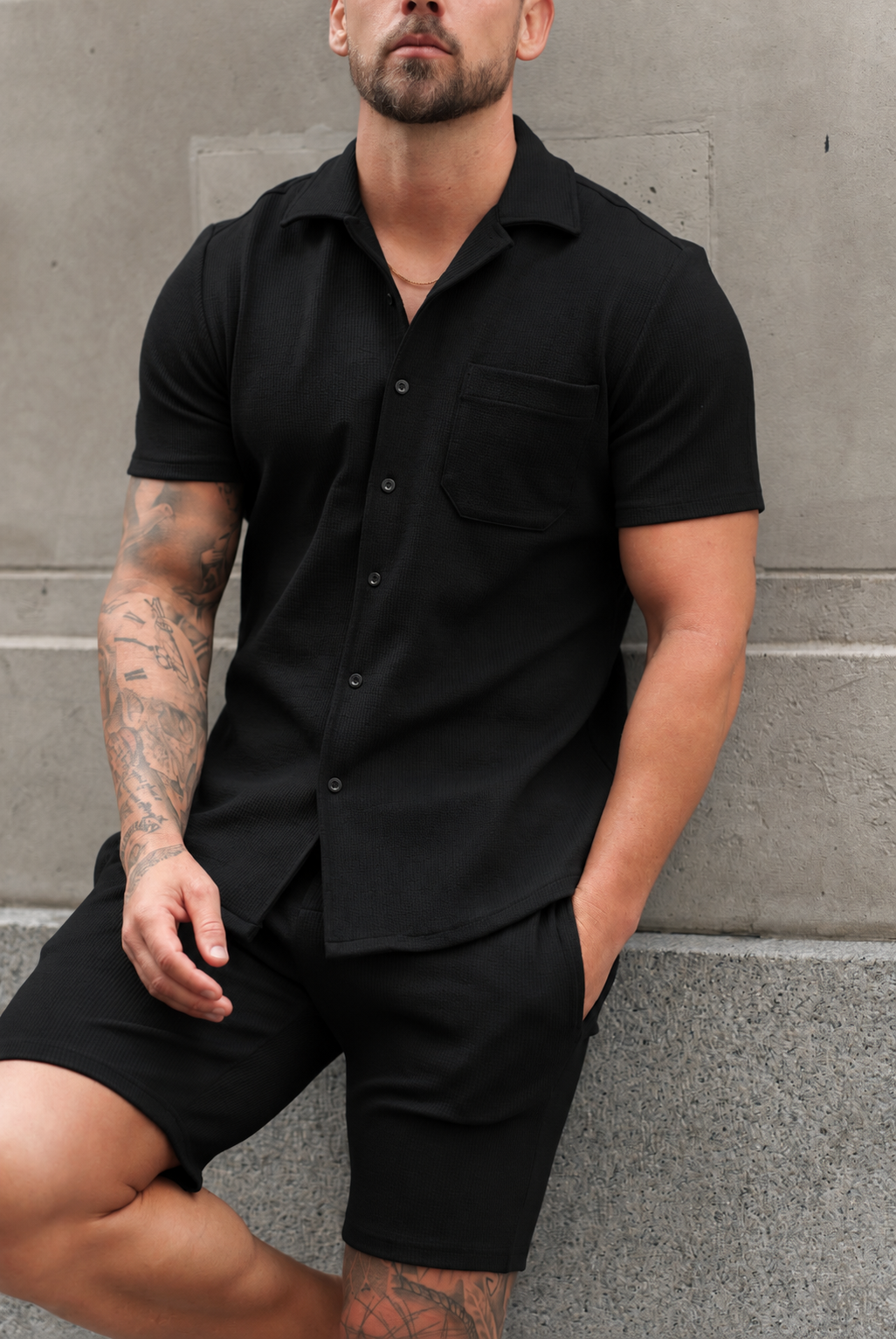 Jersey Cord Black Shorts - FSR012