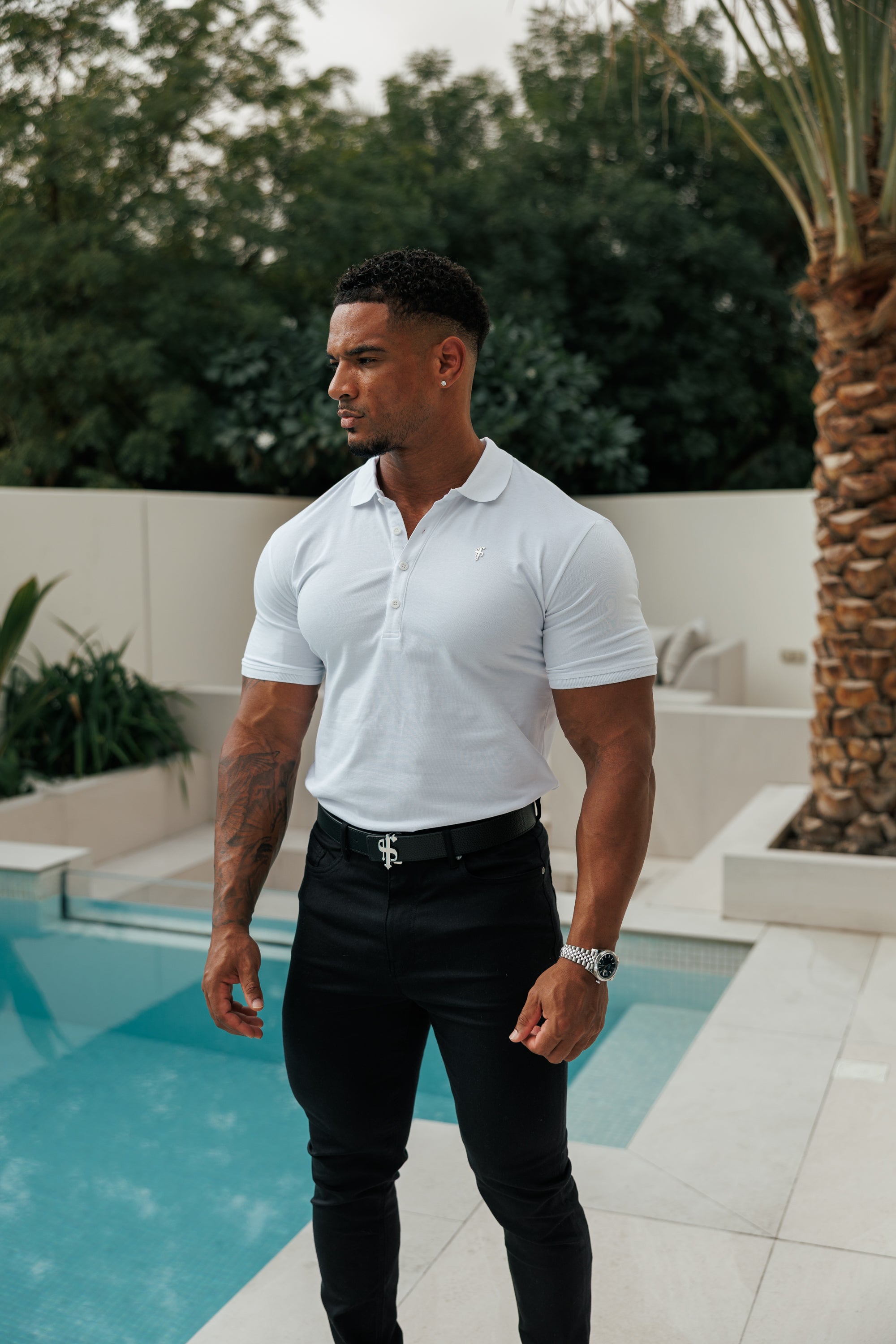 White / Silver Polo Shirt - FSH1404