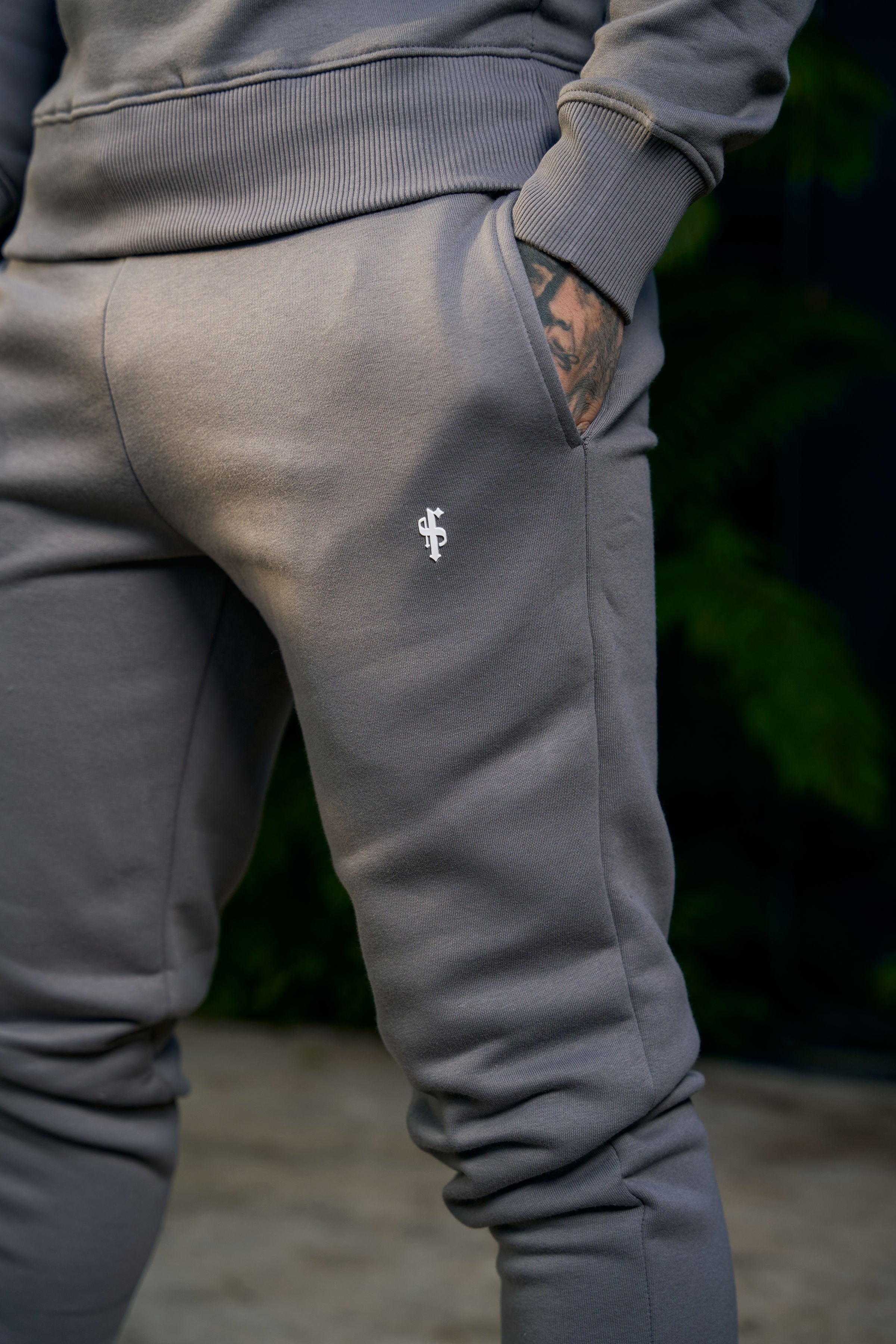 FS Plain Charcoal Tracksuit Sweat Pants with FS Branding - FSH1199