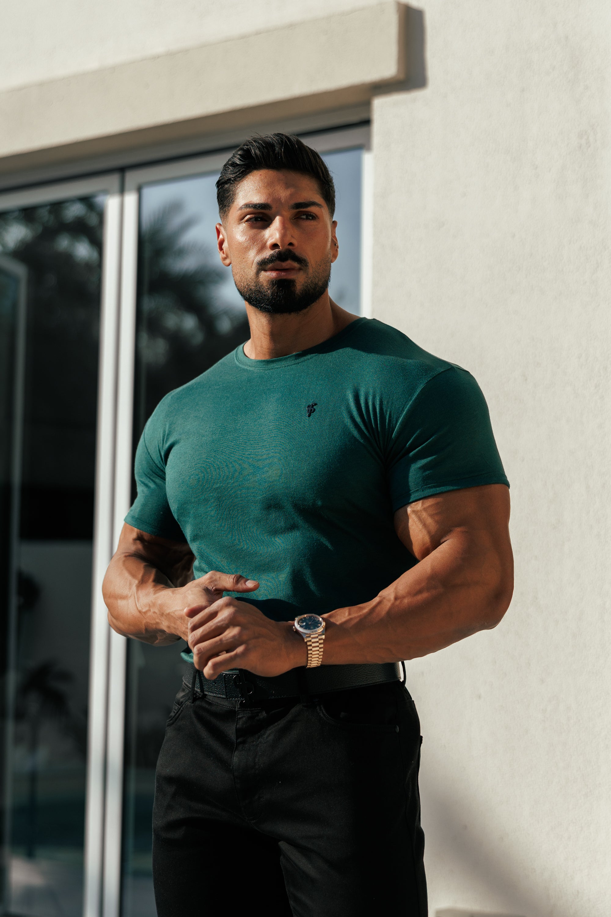 Forest Green / Black Bamboo Crew T Shirt - FSH1213 (PRE ORDER 17TH SEPTEMBER)