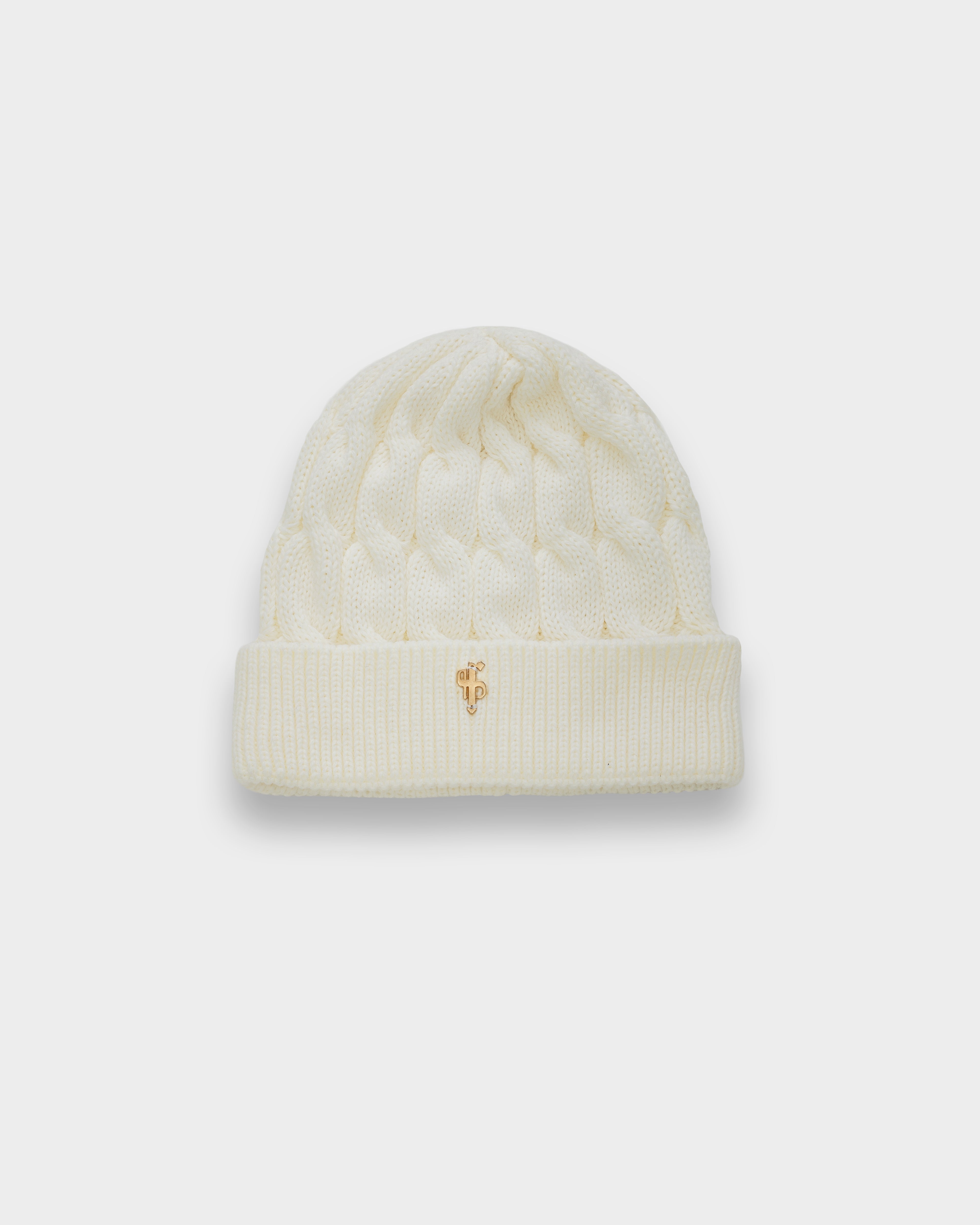 Link Weave Beanie Hat Cream- FSJ108
