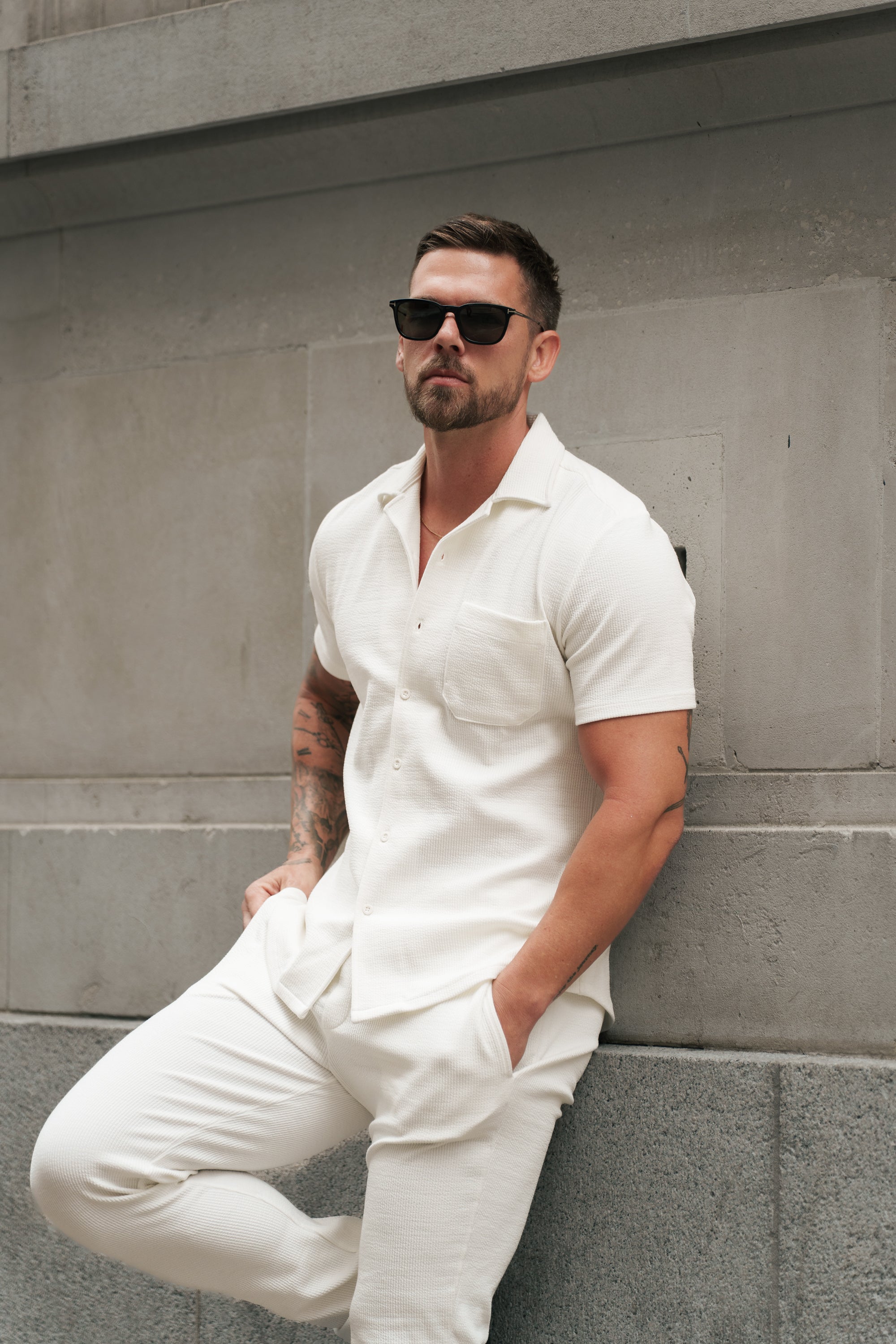 Jersey Cord Slim White Trousers - FSR015 (PRE ORDER 10TH AUGUST)