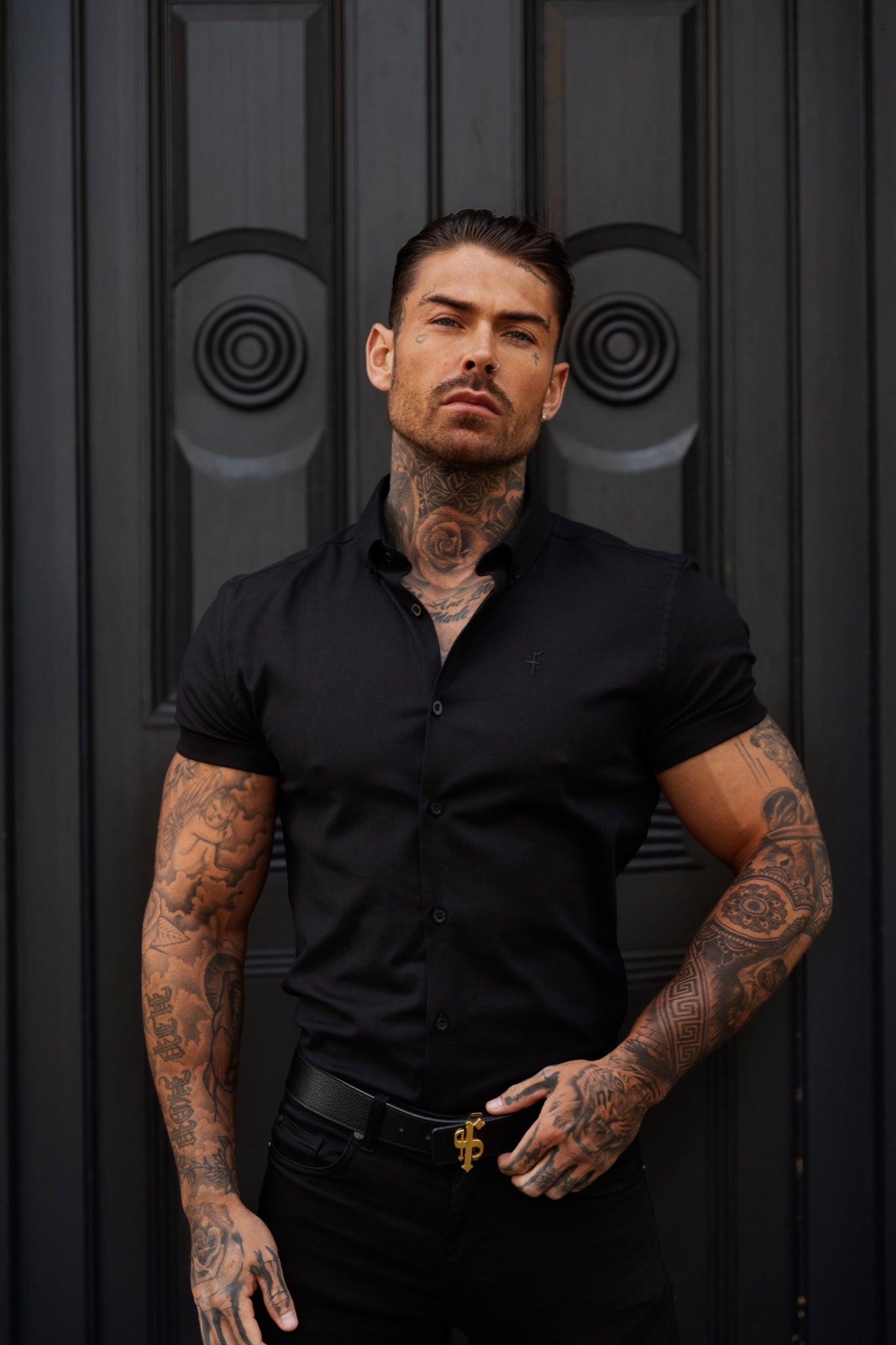 Classic Stretch Oxford Short Sleeve Black - FS1013 (PRE ORDER 31ST MAY)