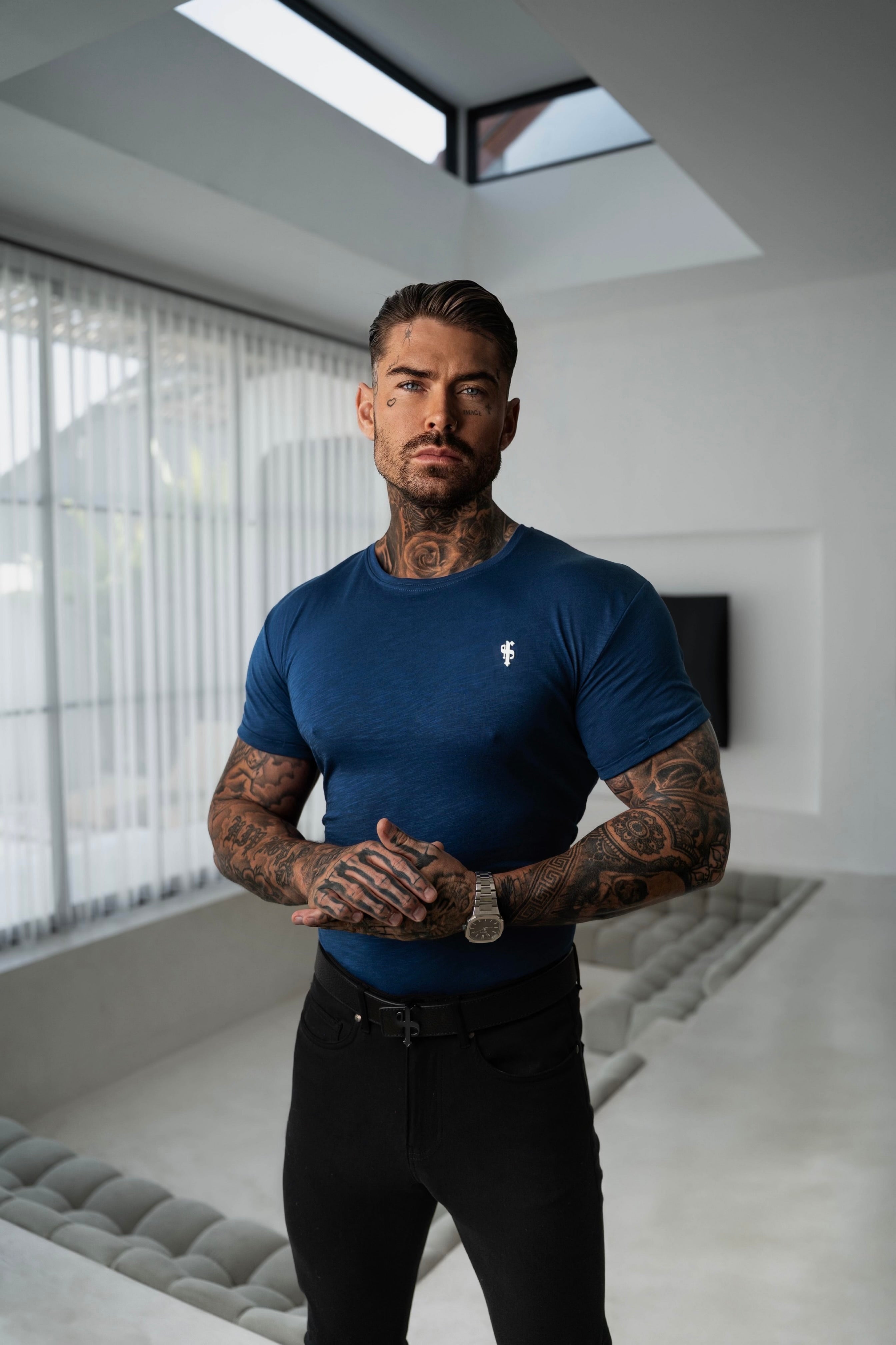 Caribbean Blue Slub Crew T-Shirt - FSH1379