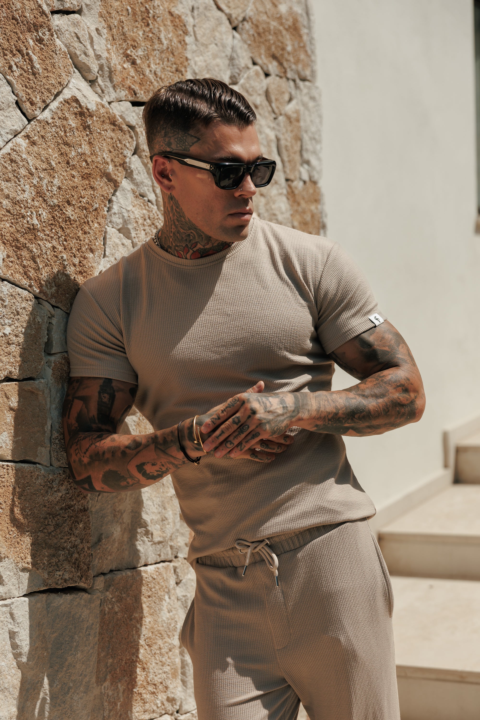 Jersey Cord Beige T-Shirt - FSR097