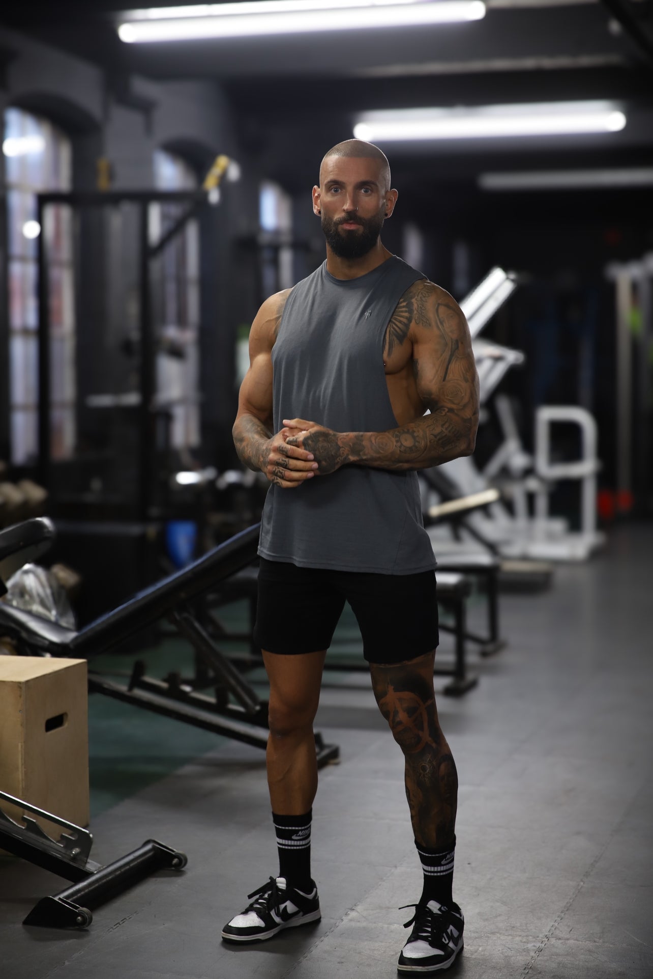 Classic Bamboo Dropped Armhole Dark Grey Vest - FSH894