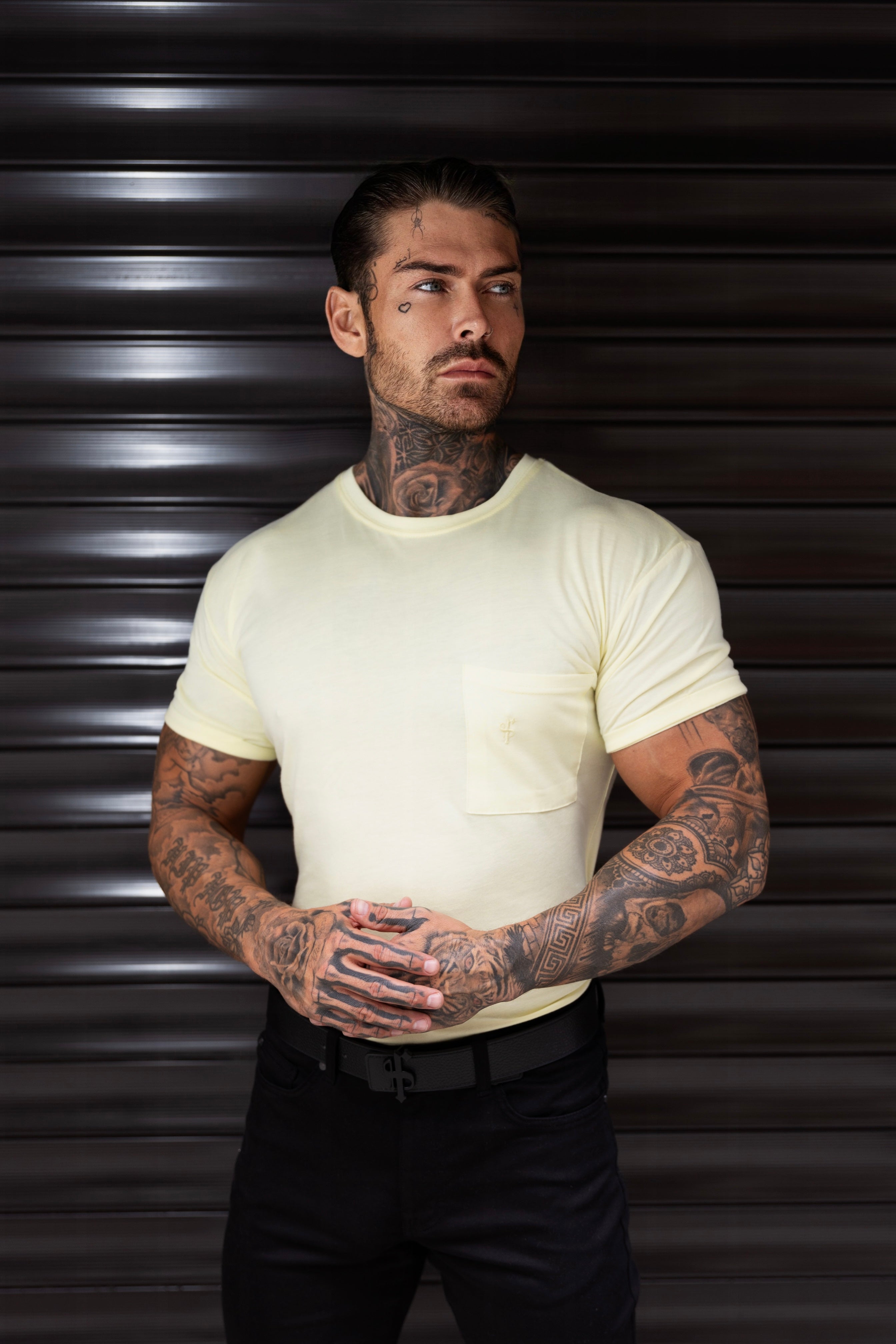 Lemon Bamboo Crew T Shirt With Pocket Short Sleeve- FSH1099