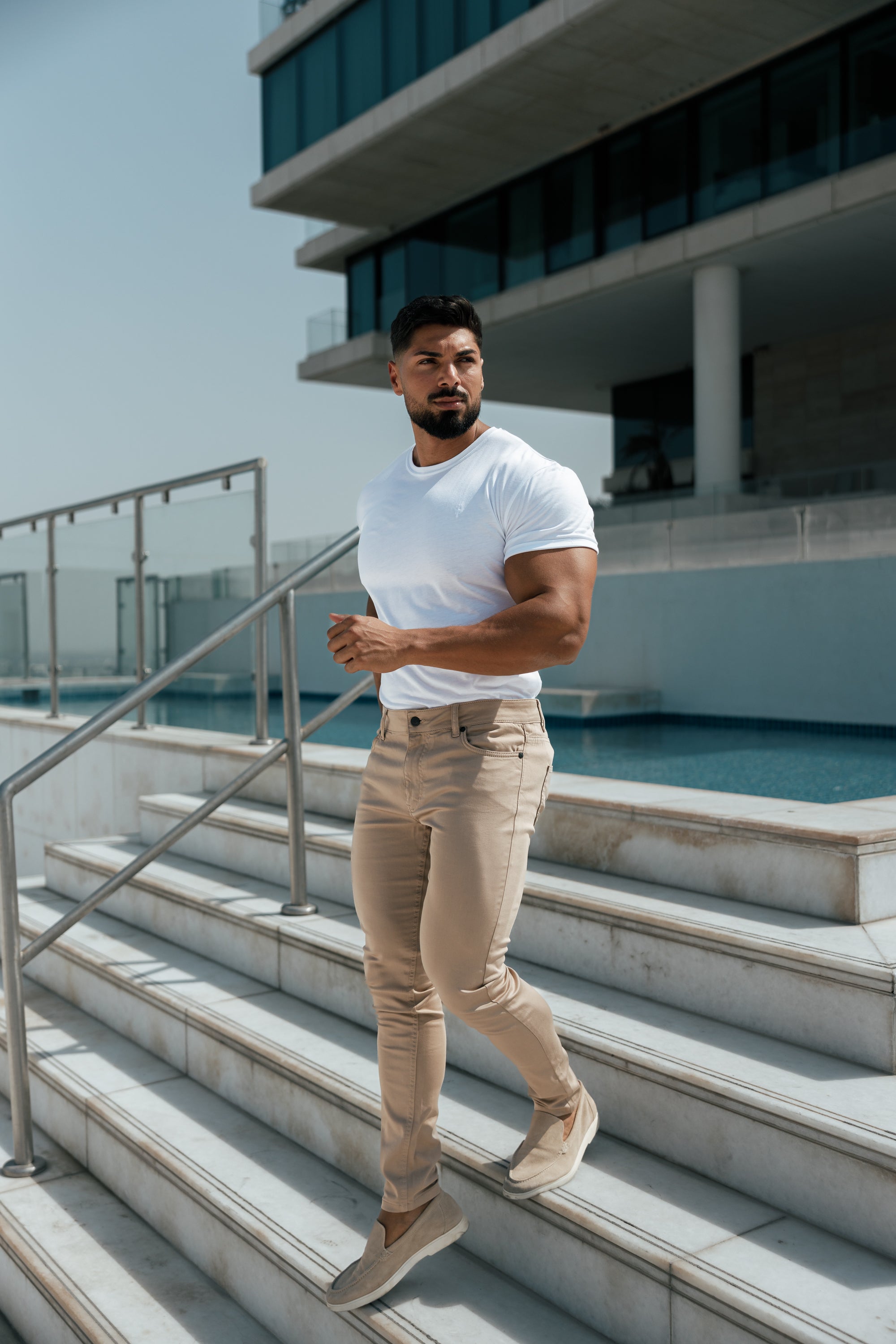 Father Sons Slim Stretch Beige Sateen Pants - FSH407