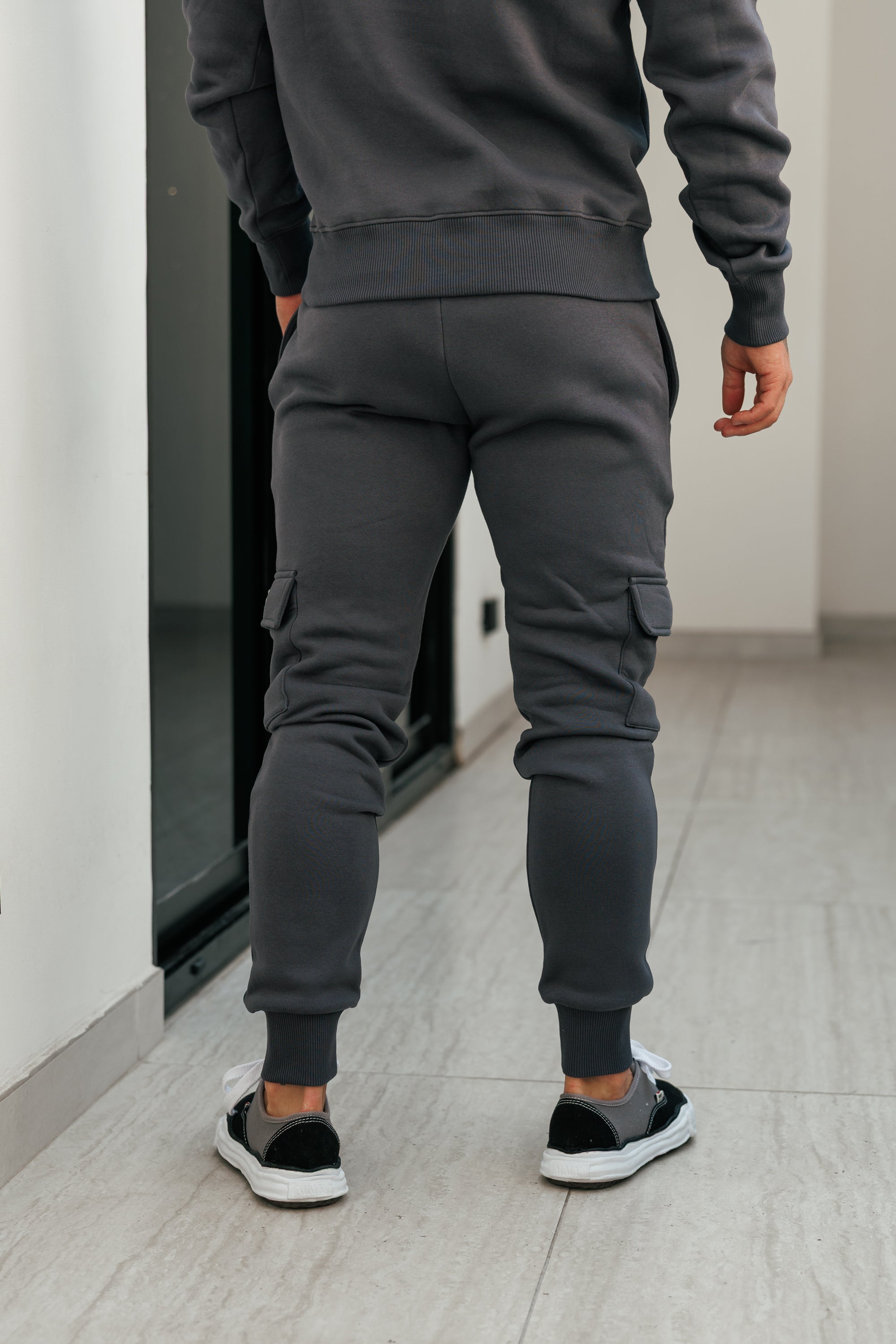 Charcoal / Silver Cargo Tracksuit Bottoms - FSR035 (PRE ORDER 24TH AUGUST)