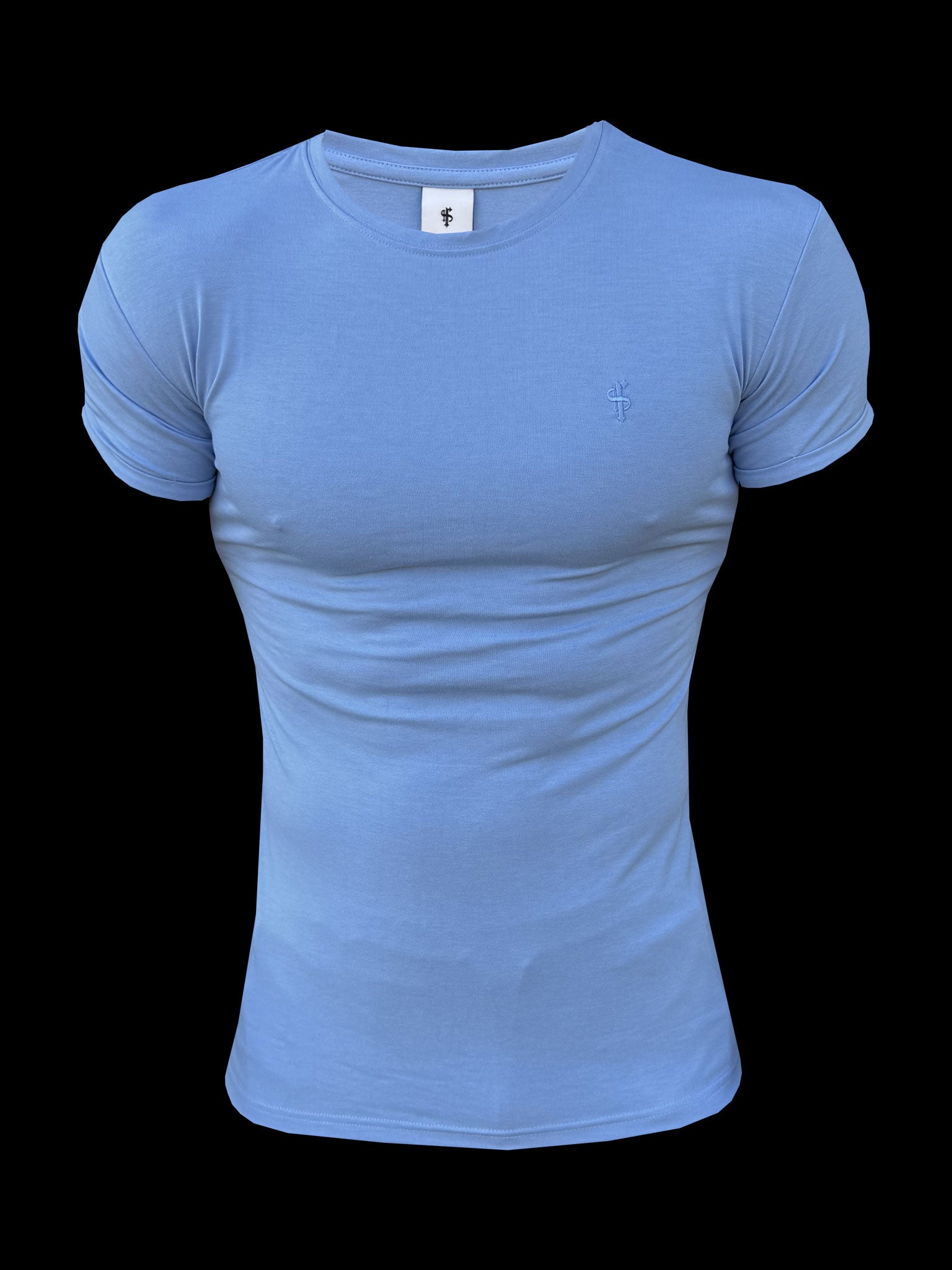 Light Blue Viscose Crew T-Shirt Short Sleeve - FSH1509
