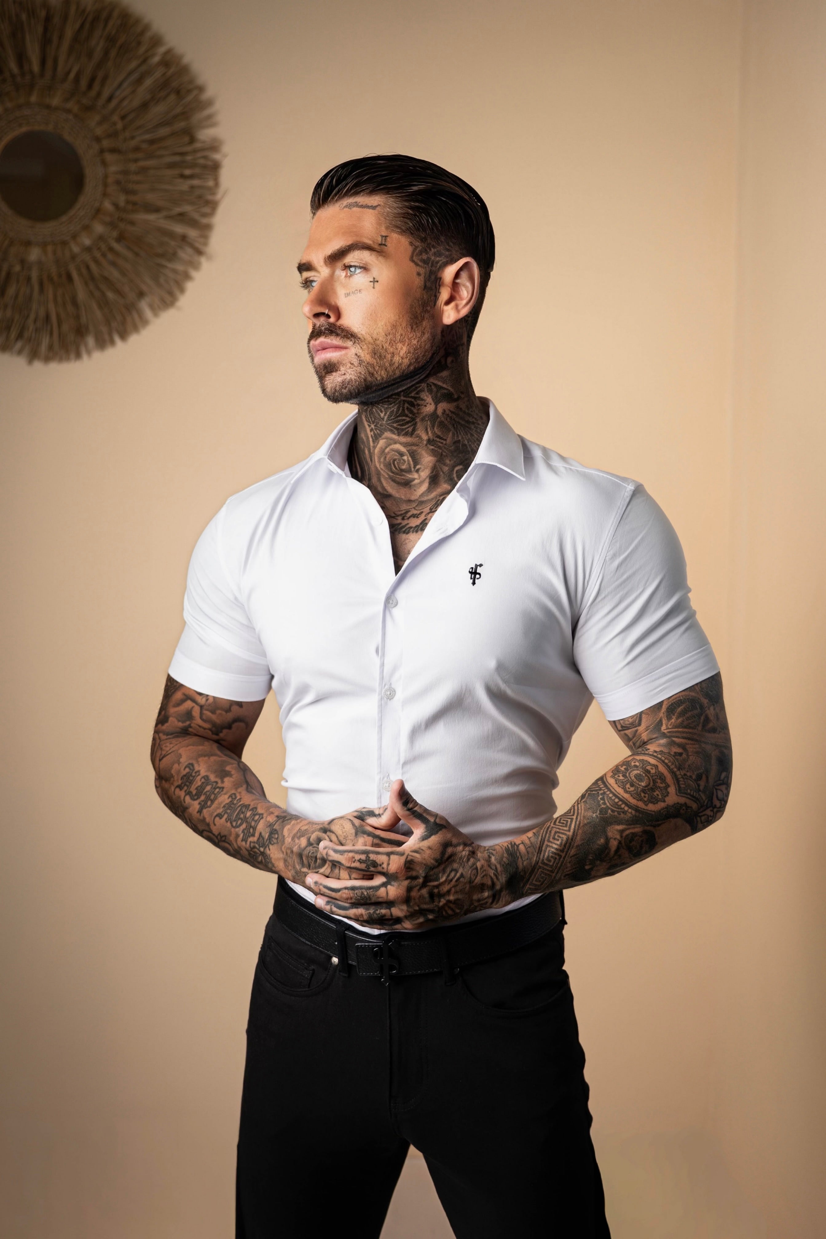 Super Slim Stretch Classic White Short Sleeve - FS126