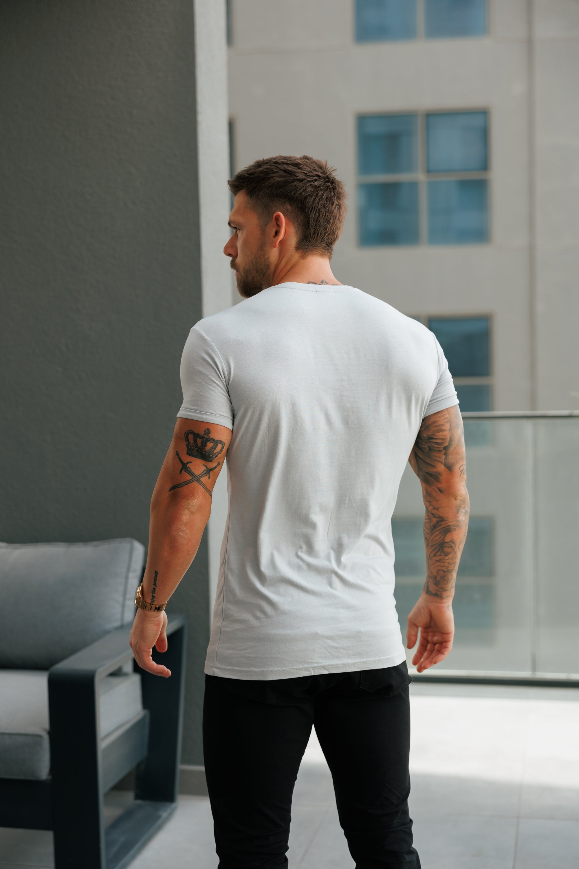 Light Grey / Silver Bamboo Crew T Shirt - FSH1211 (PRE ORDER 17TH SEPTEMBER)