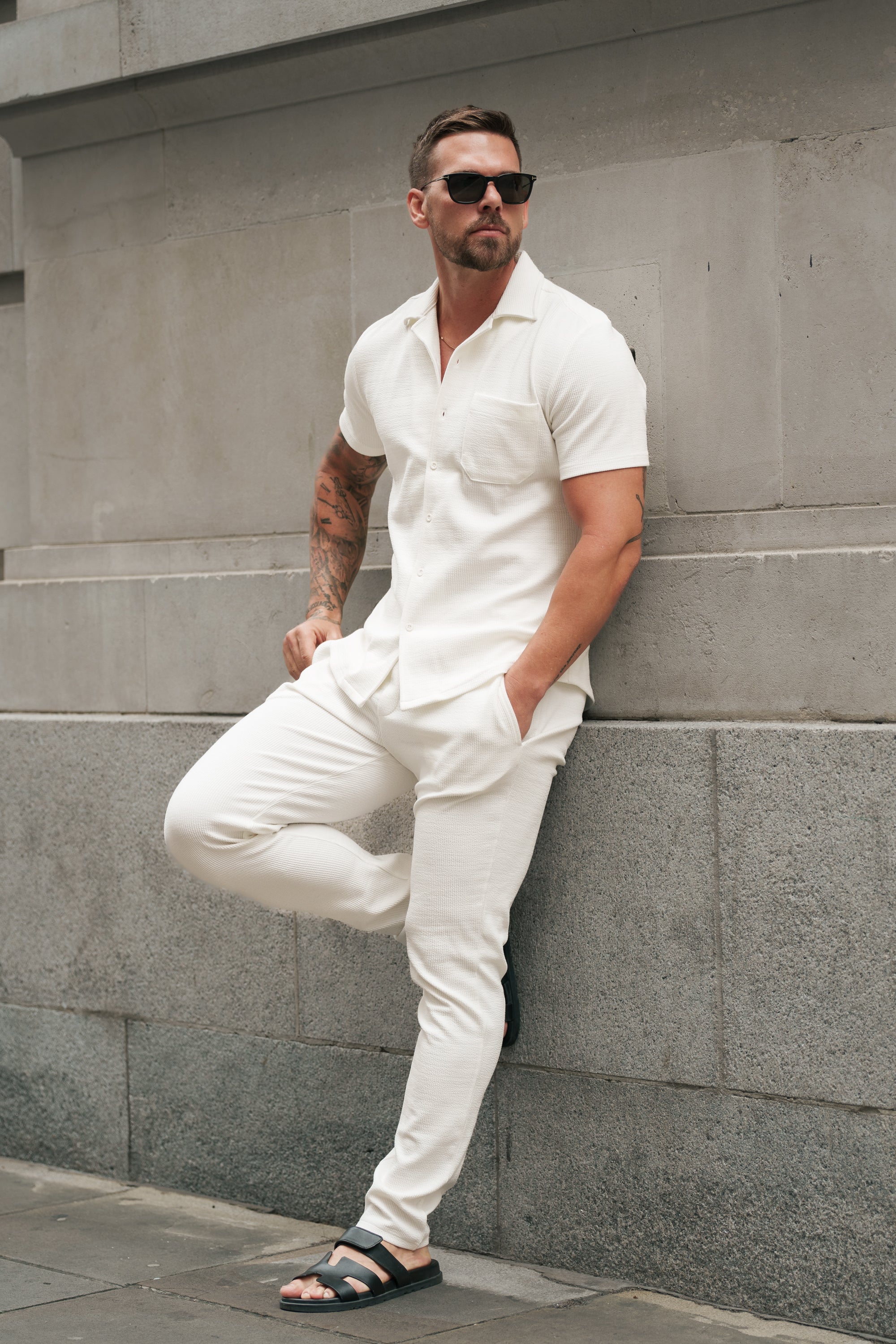 Jersey Cord Slim White Trousers - FSR015 (PRE ORDER 10TH AUGUST)