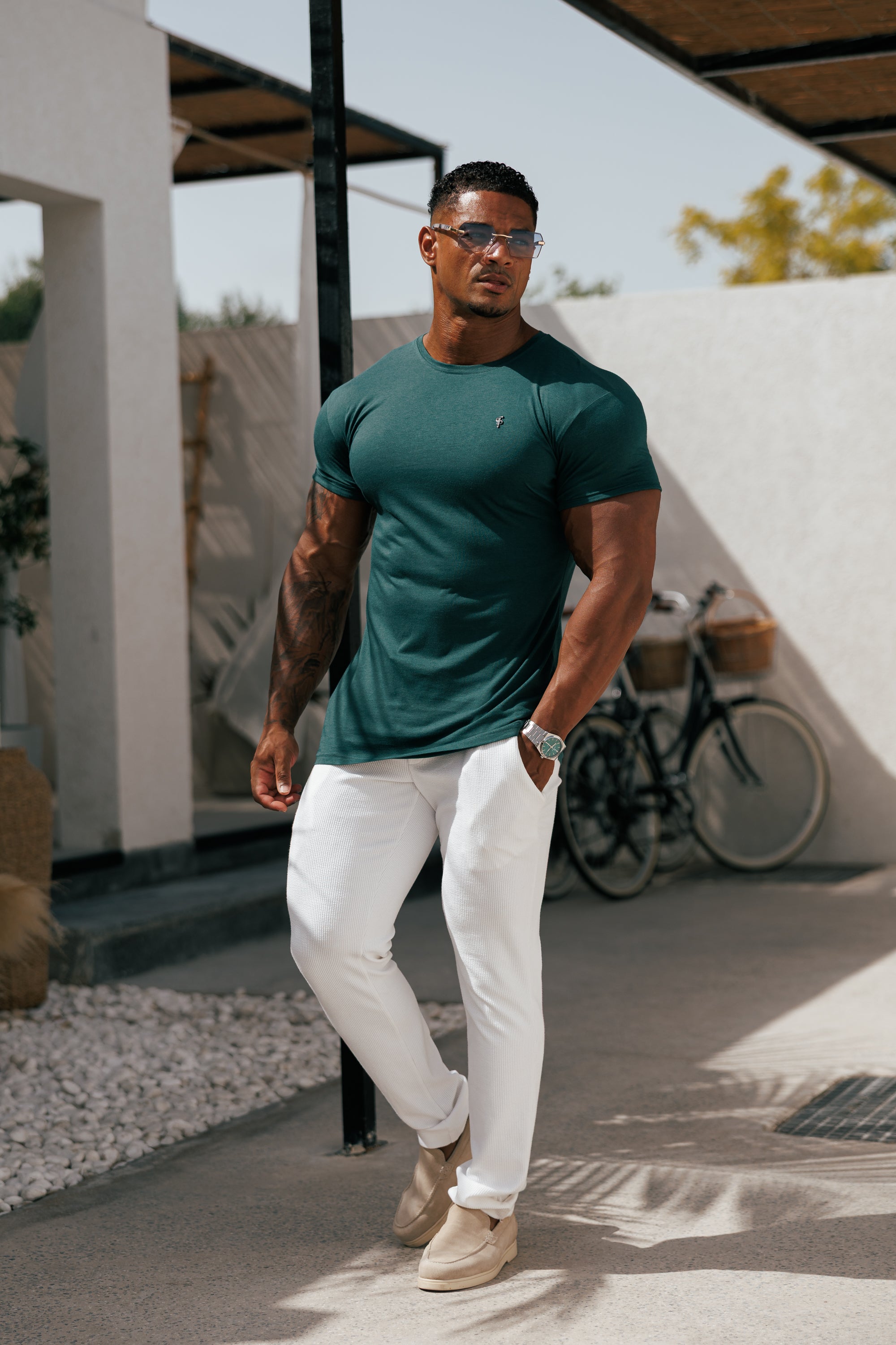 Forest Green / Black Bamboo Crew T Shirt - FSH1213 (PRE ORDER 17TH SEPTEMBER)