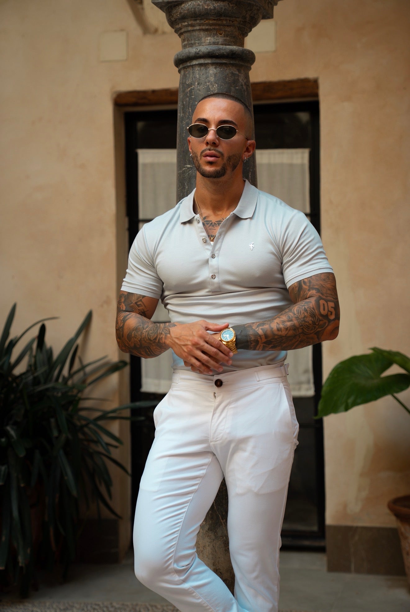 Classic Light Grey / Silver Pima Cotton Polo Short Sleeve - FSH1548