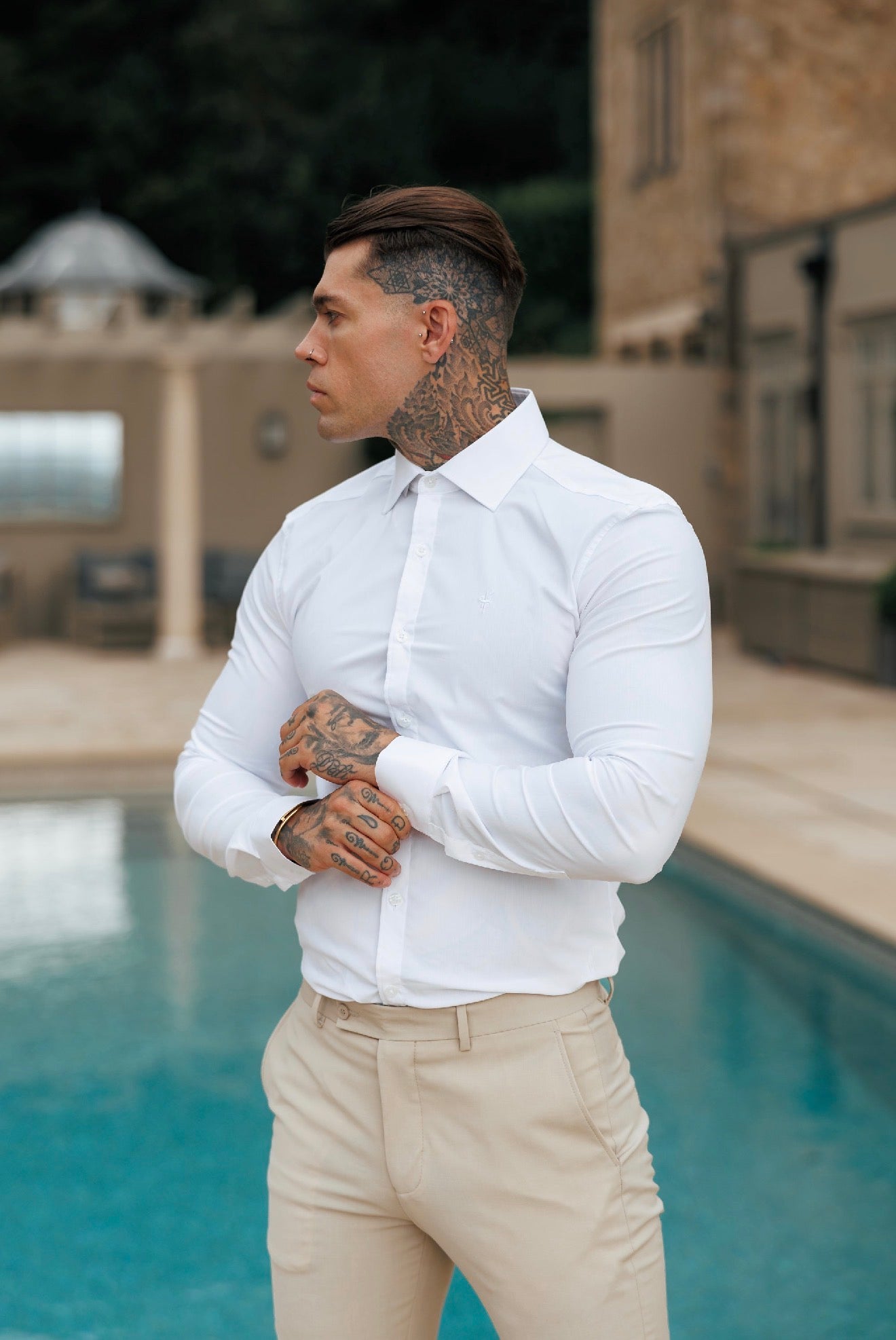 Ares Muscle Fit Advanced Stretch White Cutaway Collar Shirt - FS1250