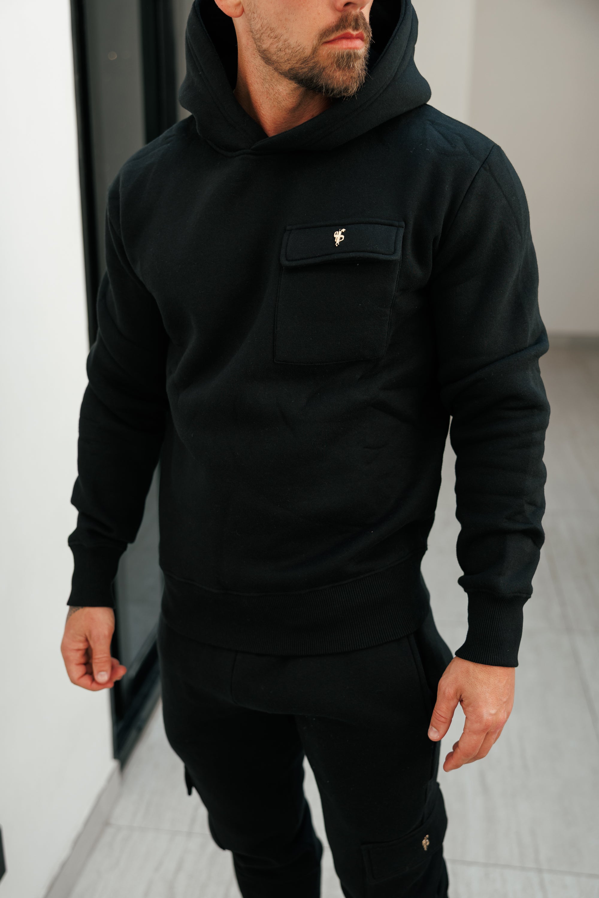 Black / Gold Cargo Hoodie - FSR028