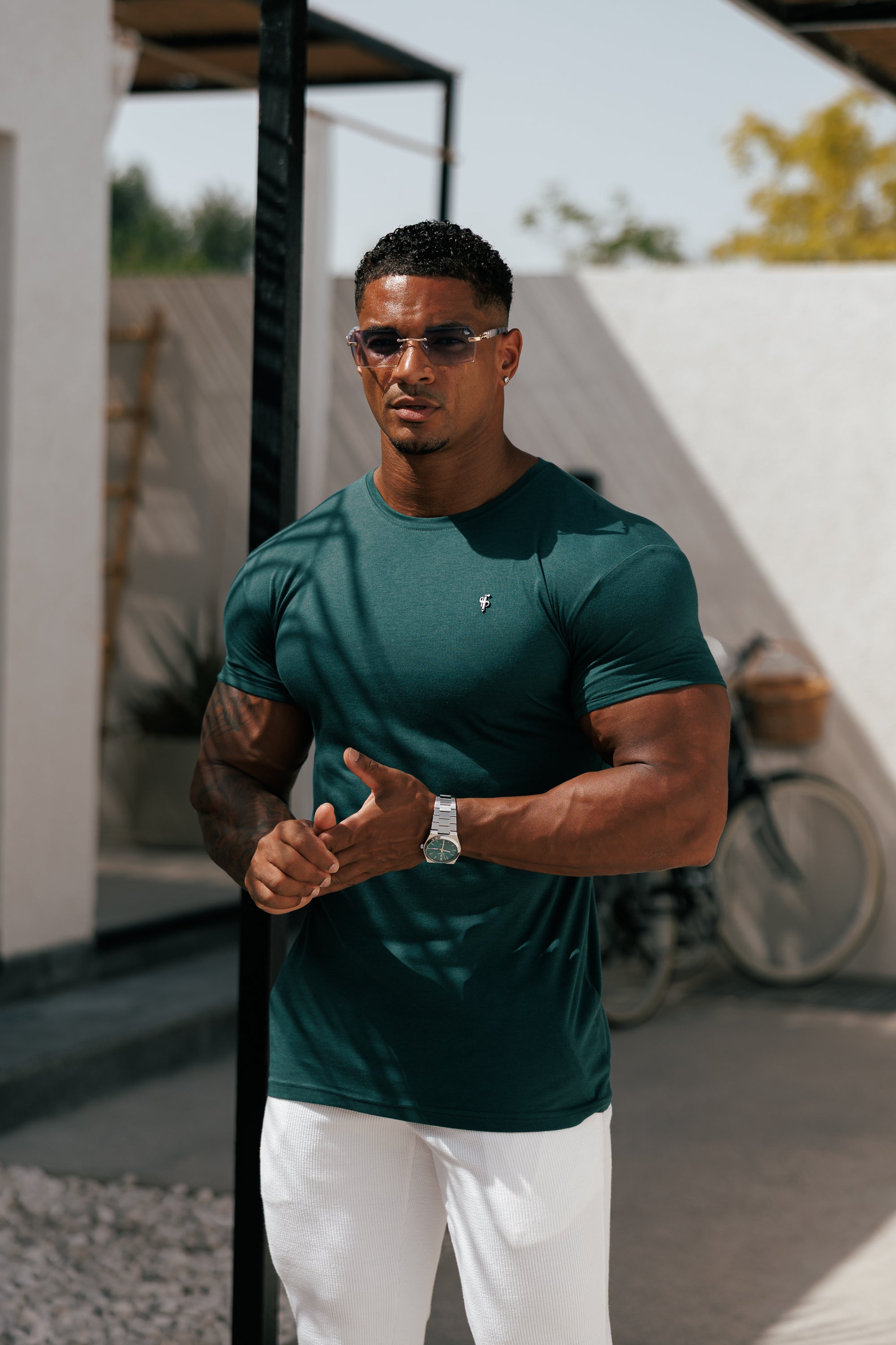 Forest Green / Black Bamboo Crew T Shirt - FSH1213 (PRE ORDER 17TH SEPTEMBER)