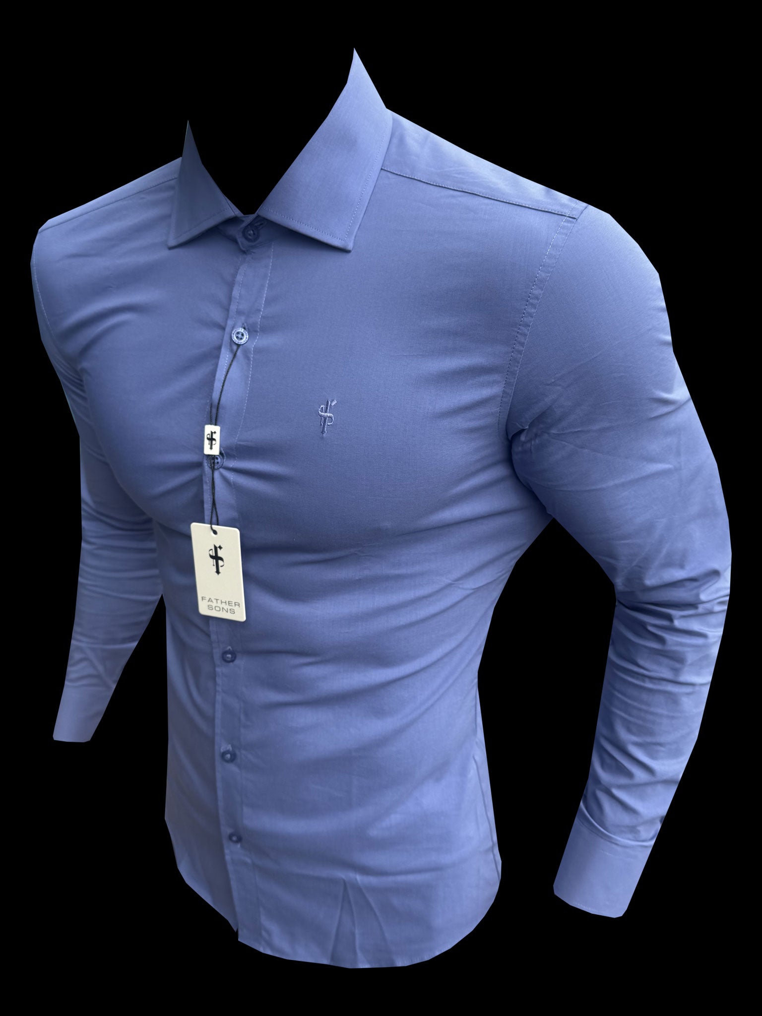 Muscle Fit Advanced Stretch Mid Blue with Cutaway Collar - FS1199