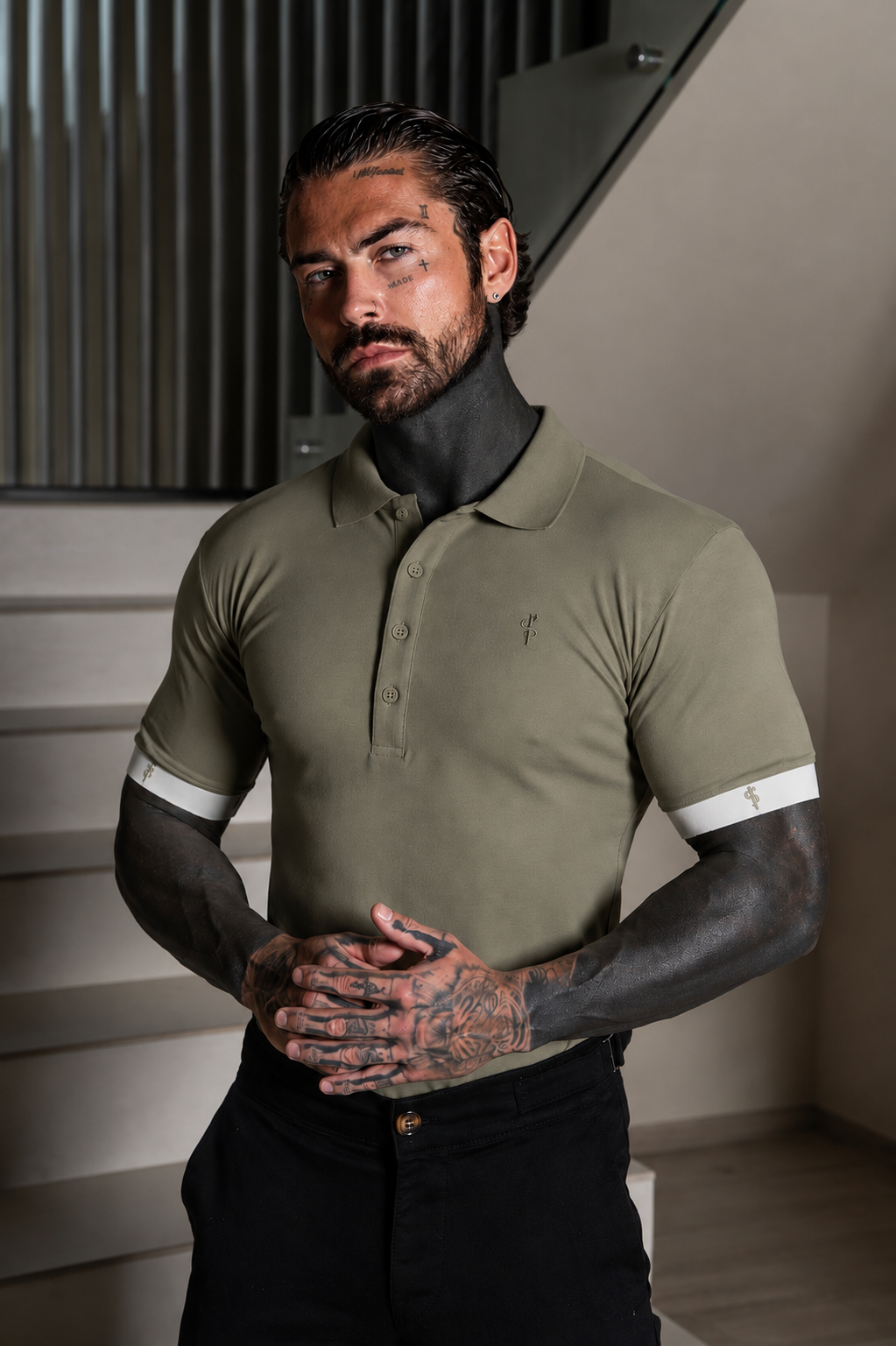 Olive Polo with FS Elastic Sleeve Branding - FSH1556
