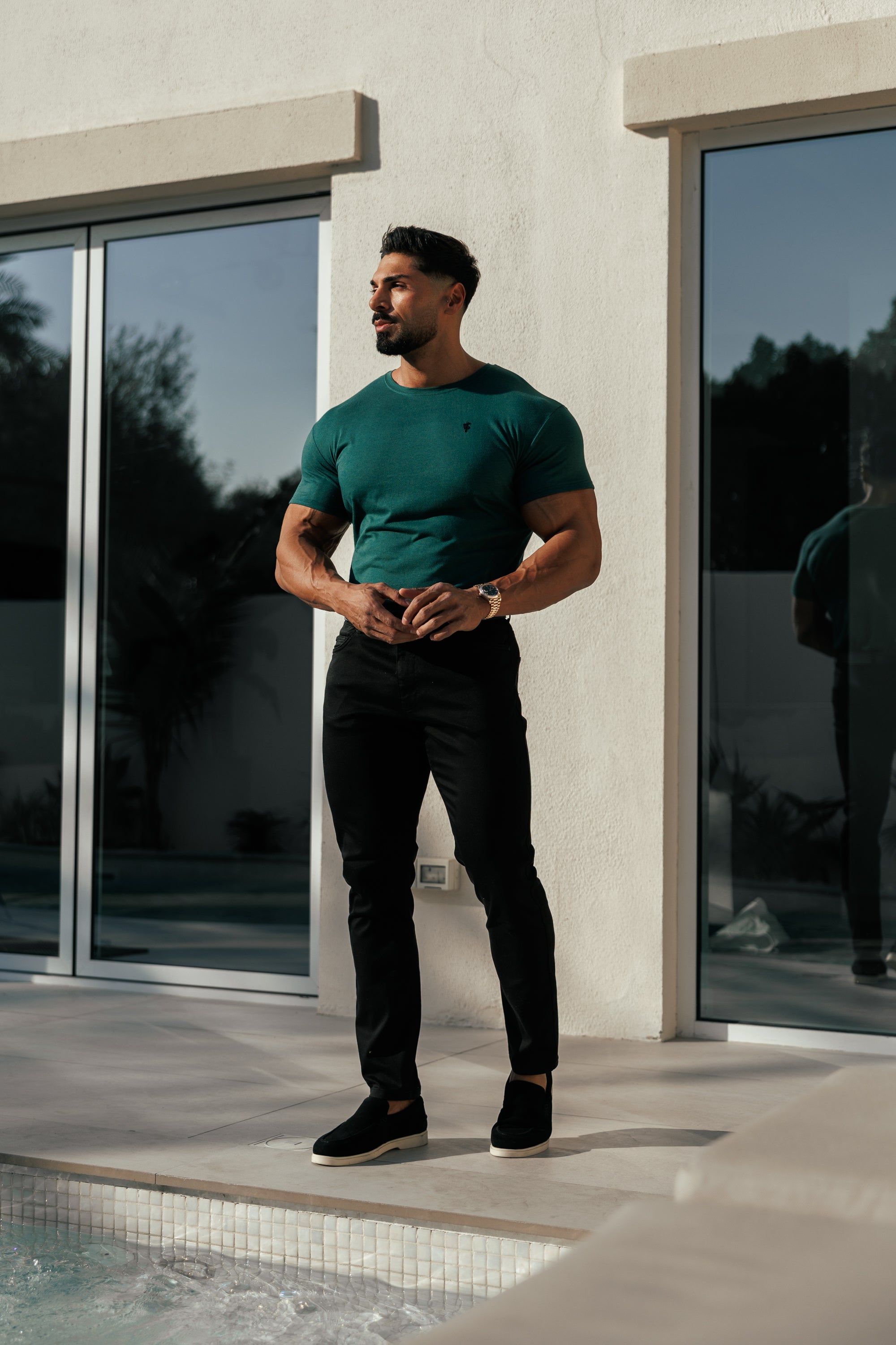 Forest Green / Black Bamboo Crew T Shirt - FSH1213 (PRE ORDER 17TH SEPTEMBER)
