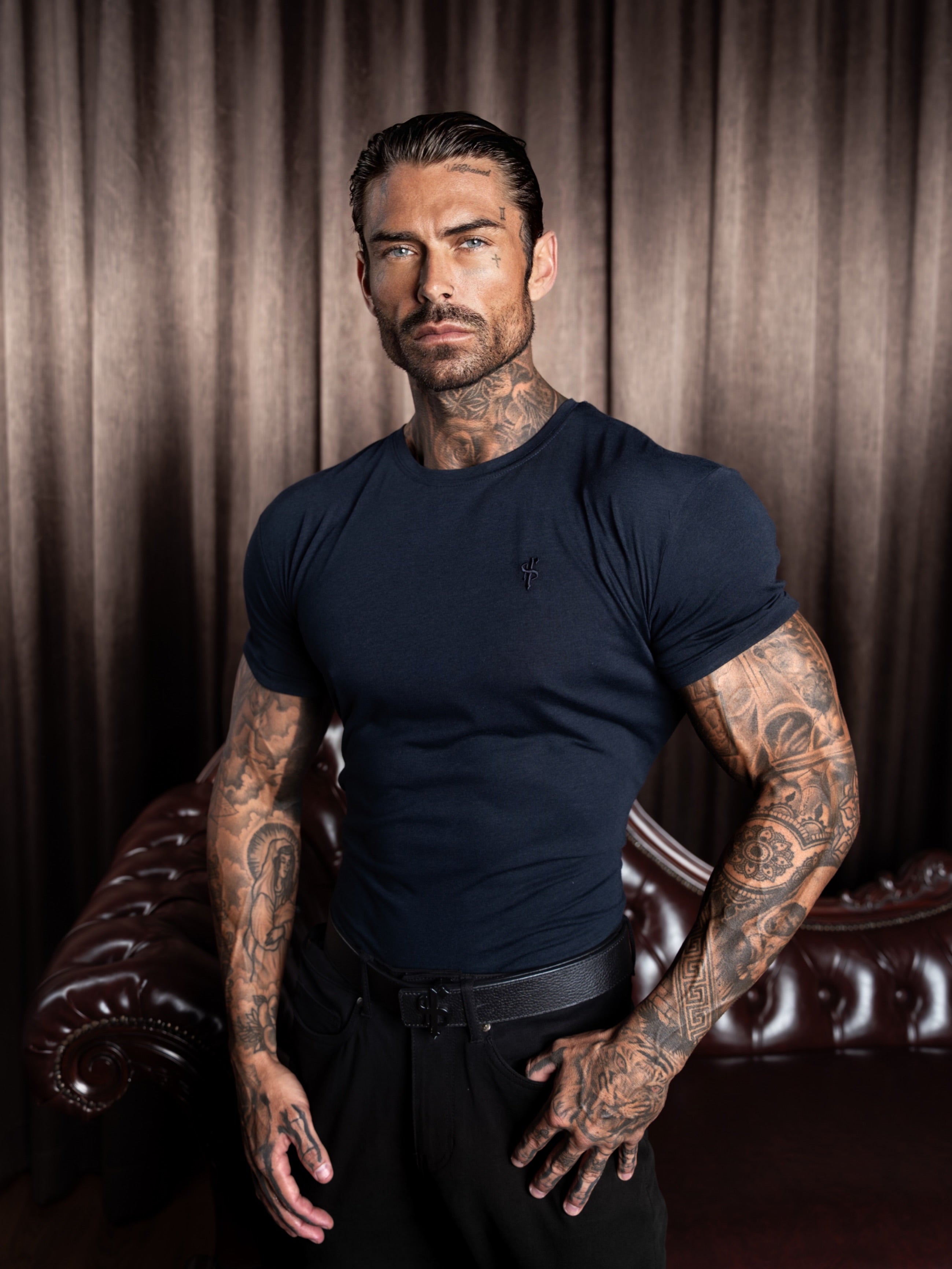 Navy Bamboo Crew T Shirt - FSH579