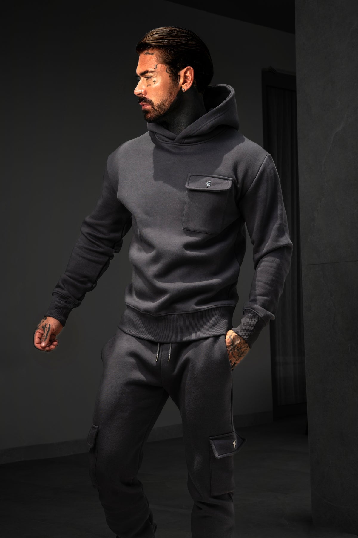 Charcoal / Silver Cargo Hoodie - FSR034