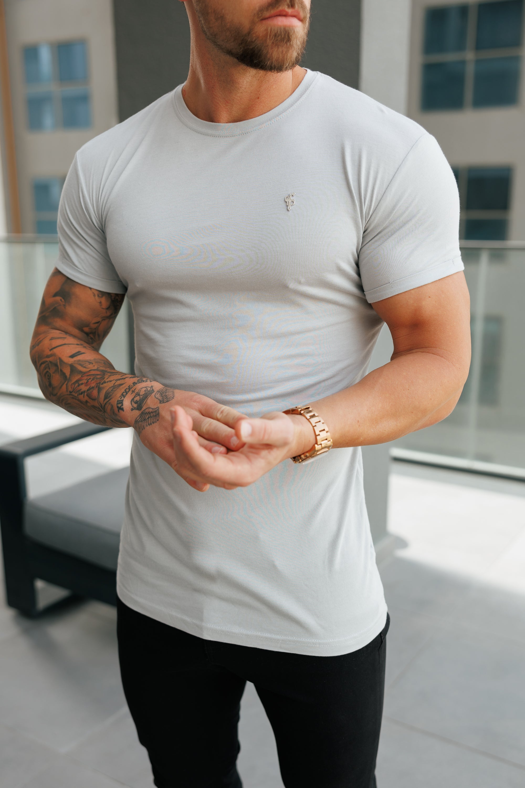 Light Grey / Silver Bamboo Crew T Shirt - FSH1211 (PRE ORDER 17TH SEPTEMBER)