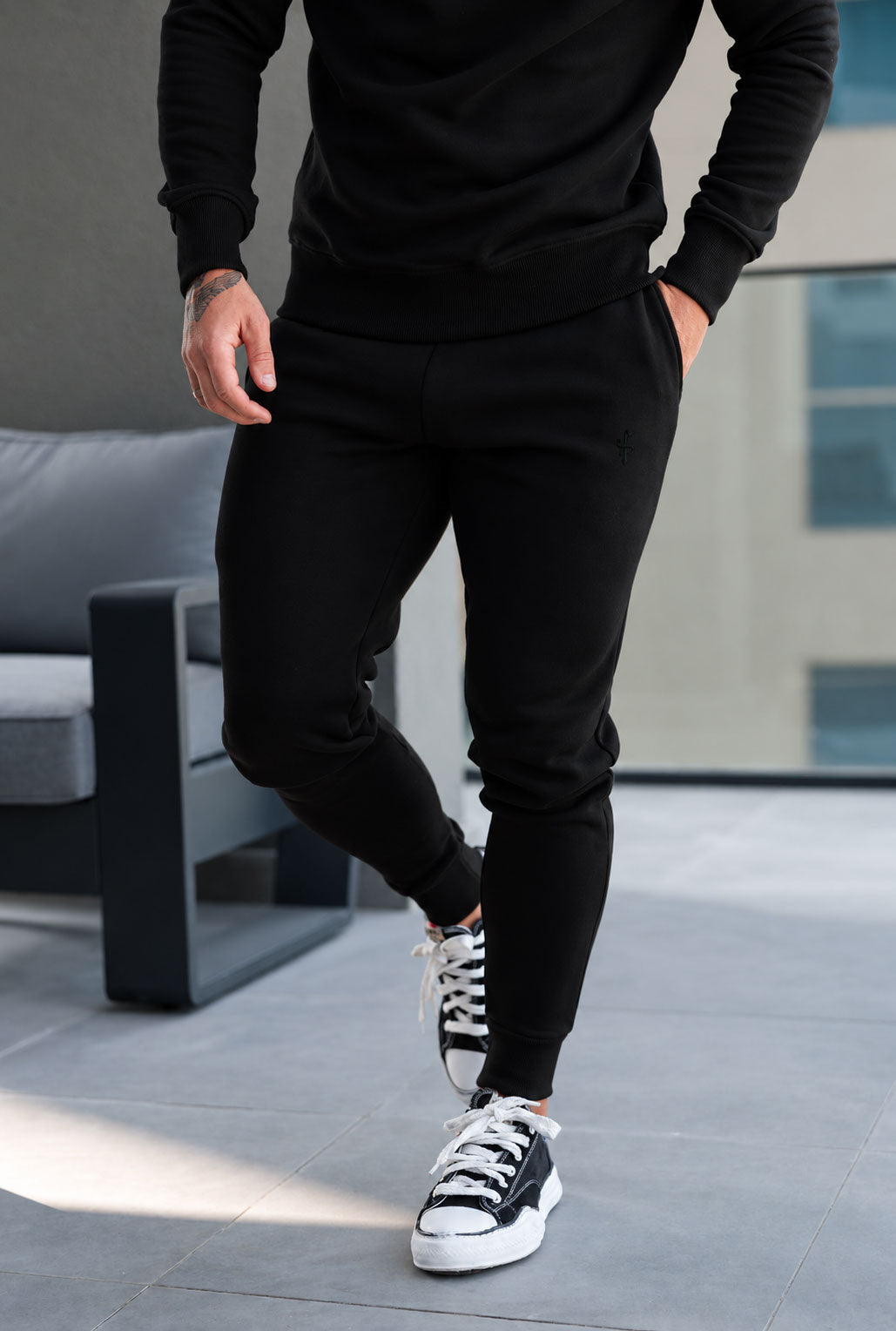 Black Tracksuit Bottoms Tonal Branding - FSH1723