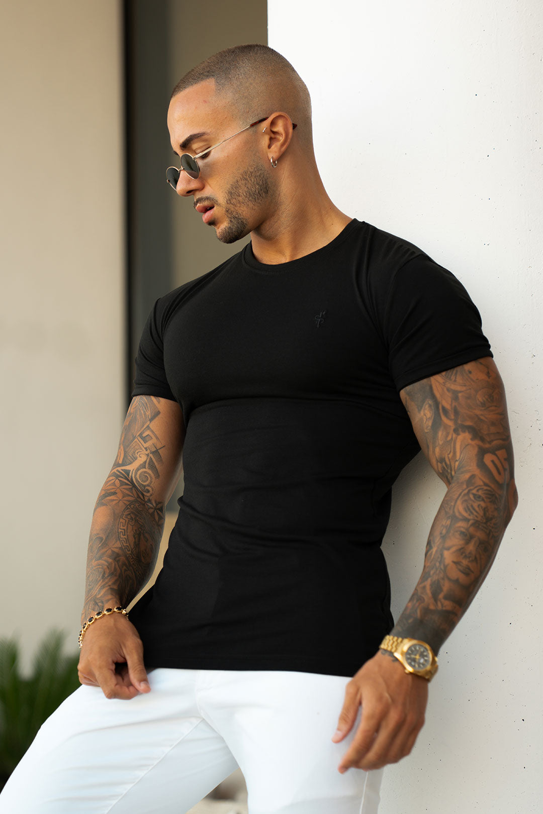 Black Viscose Crew T-Shirt Short Sleeve - FSH1500
