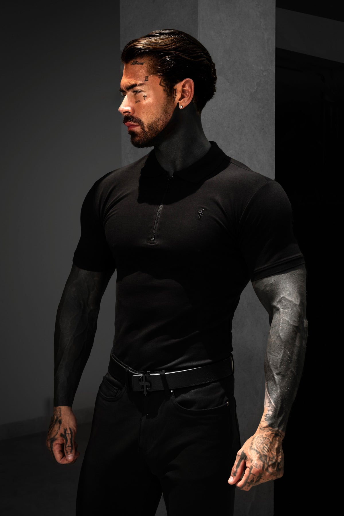 Classic Black Zipped Polo Shirt - FSH1533