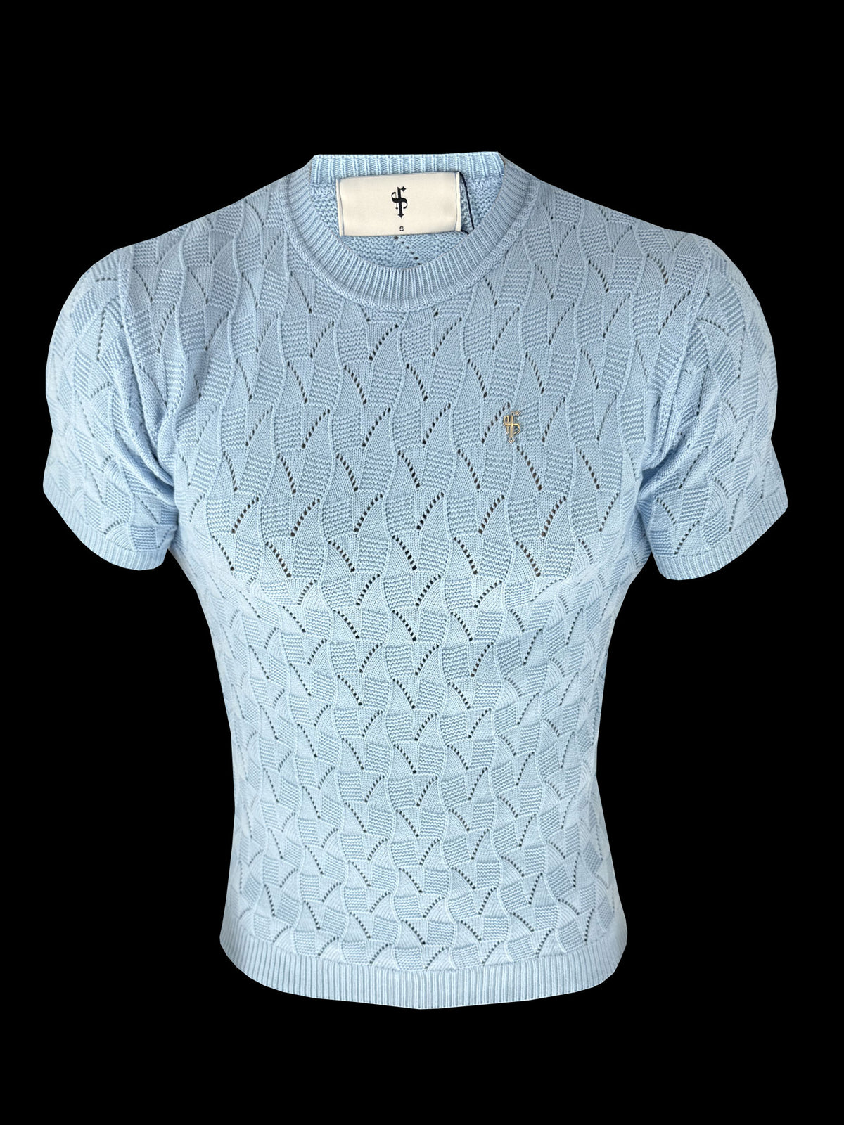 Bluebell Wave Weave Knit Short Sleeve Sleeve T-Shirt - FSJ172